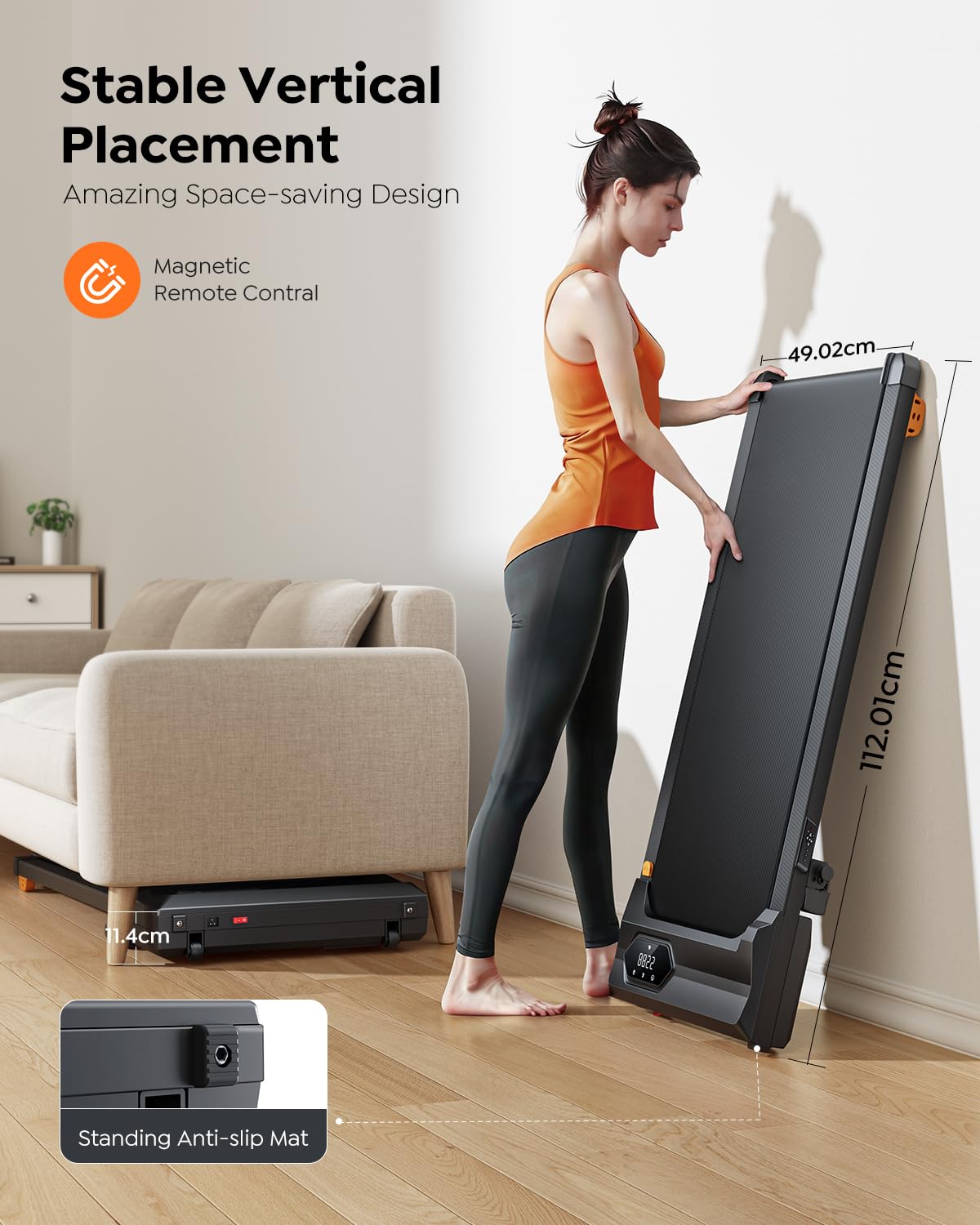 Walking Pad Treadmill with 10% Incline, 2.5HP Quiet Motor, Under Desk Treadmills for Home, Compact Portable Treadmills with Dual Shock Absorption, Incline Walking Pad with LED Display, 130KG Capacity
