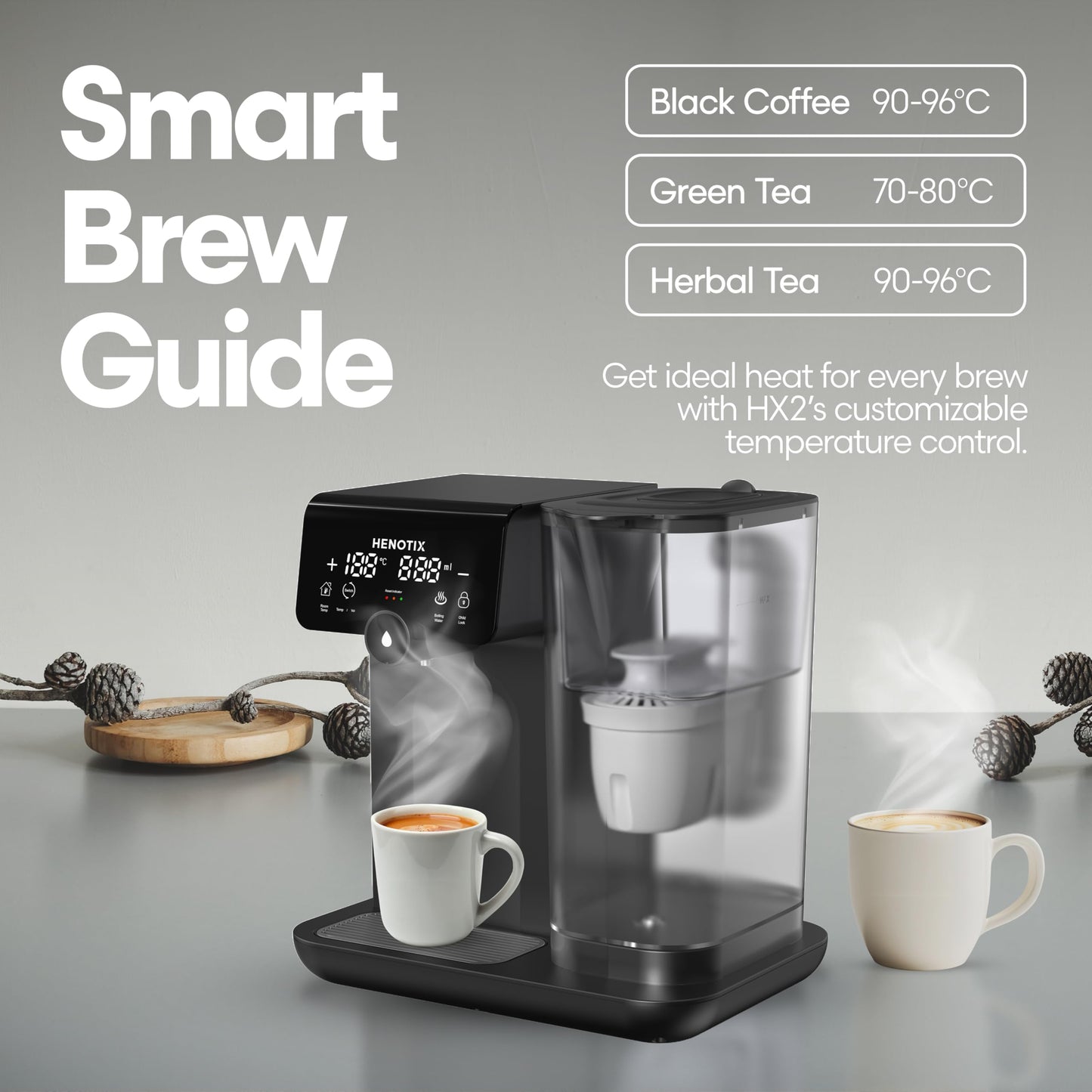 Hot Water Dispenser With Filter β Instant Hot Water, Energy Efficiency, For Home Kitchen, Detachable Jug