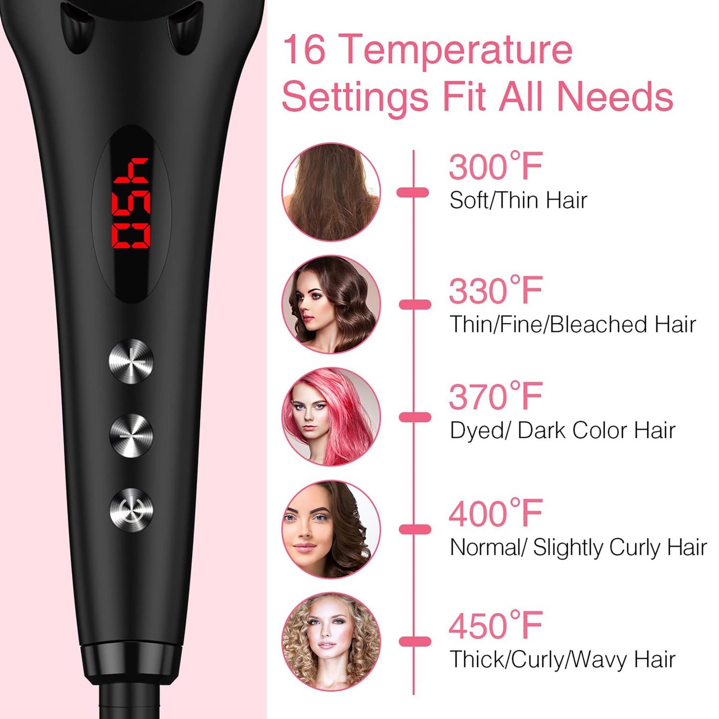 MiroPure 2 in 1 Ionic Hair Straightener Brush Hot Comb MCH Heating Smoothing Brush with 16 Settings, Dual Voltage