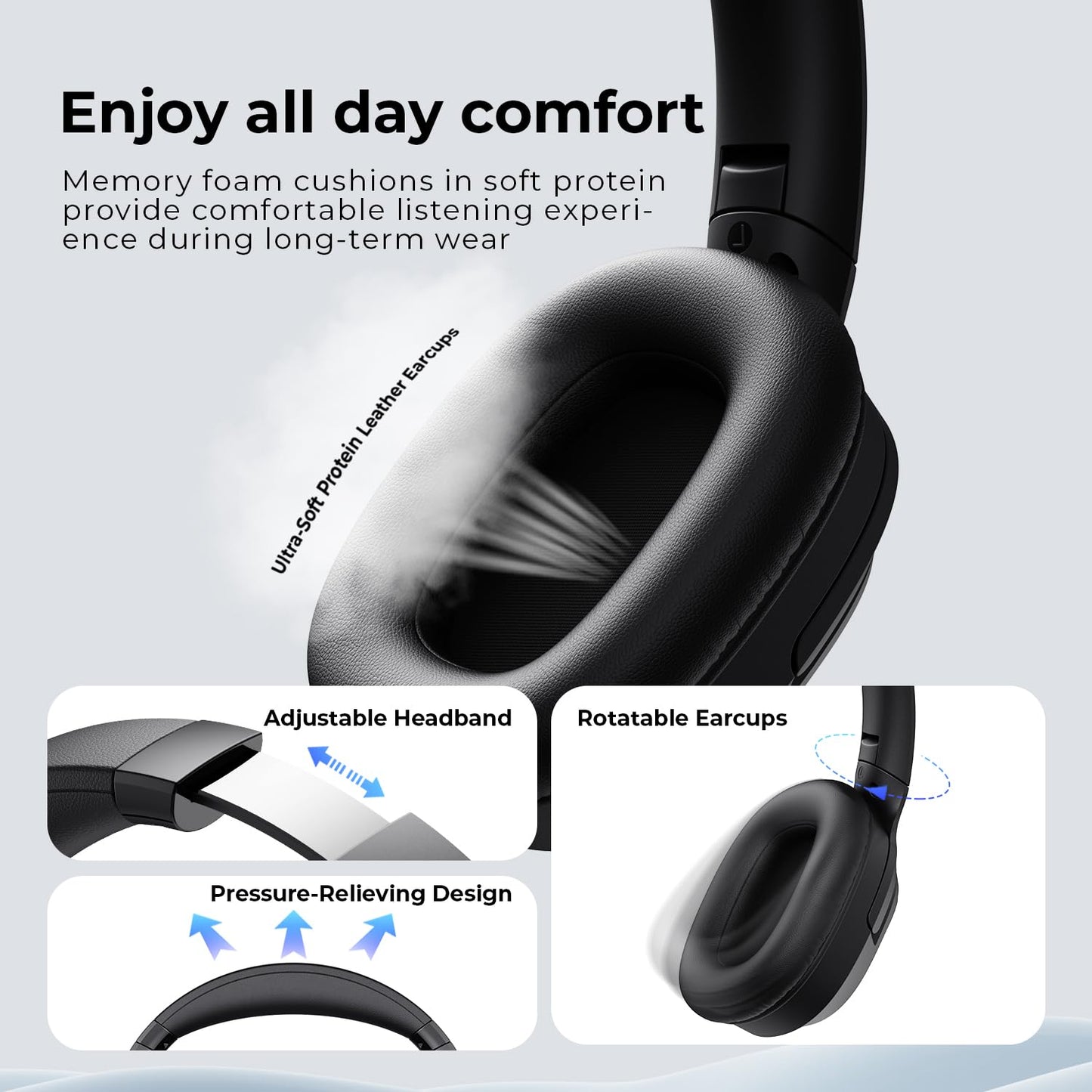 havit Active Noise Cancelling Headphones, Wireless Over Ear Bluetooth Headphones with 60ms Low Latency Game Mode, 50H Playtime, Foldable Overhead Headphones with Deep Bass, Bluetooth 5.4, App Control