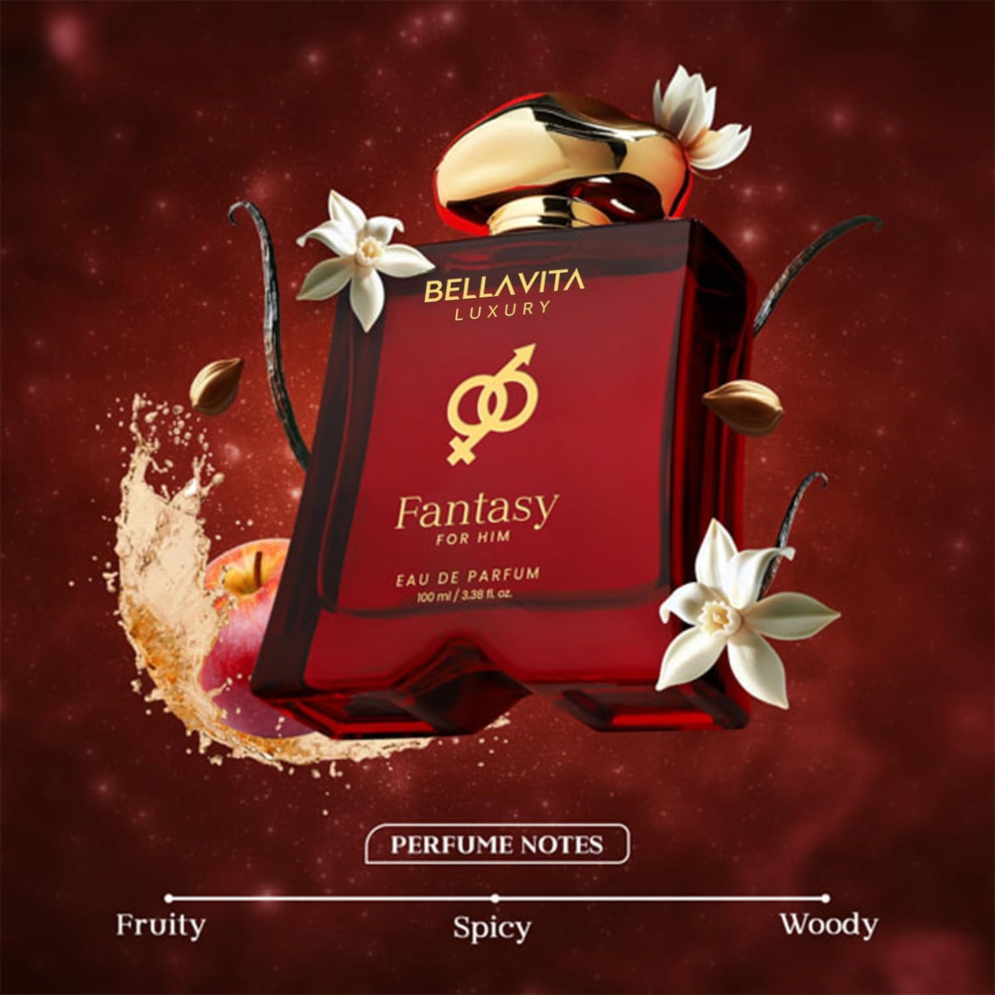 BELLAVITA Luxury Mood Collection FANTASY Perfume for Men 100ml | Pheromone Inspired Technology Long Lasting Fragrance | Notes of Pink Pepper, Orange and Saffron | Floral, Spicy Premium Fragrance