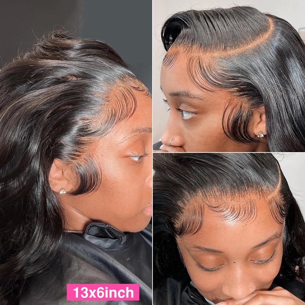 13 x 4 Lace Frontal Closure Body Wave Frontal 13 x 4 HD Transparent Lace Frontals With Bangs Baby Hair 100% Remy Human Hair 150% Density Natural Color (Natural Color, 10 Inch)