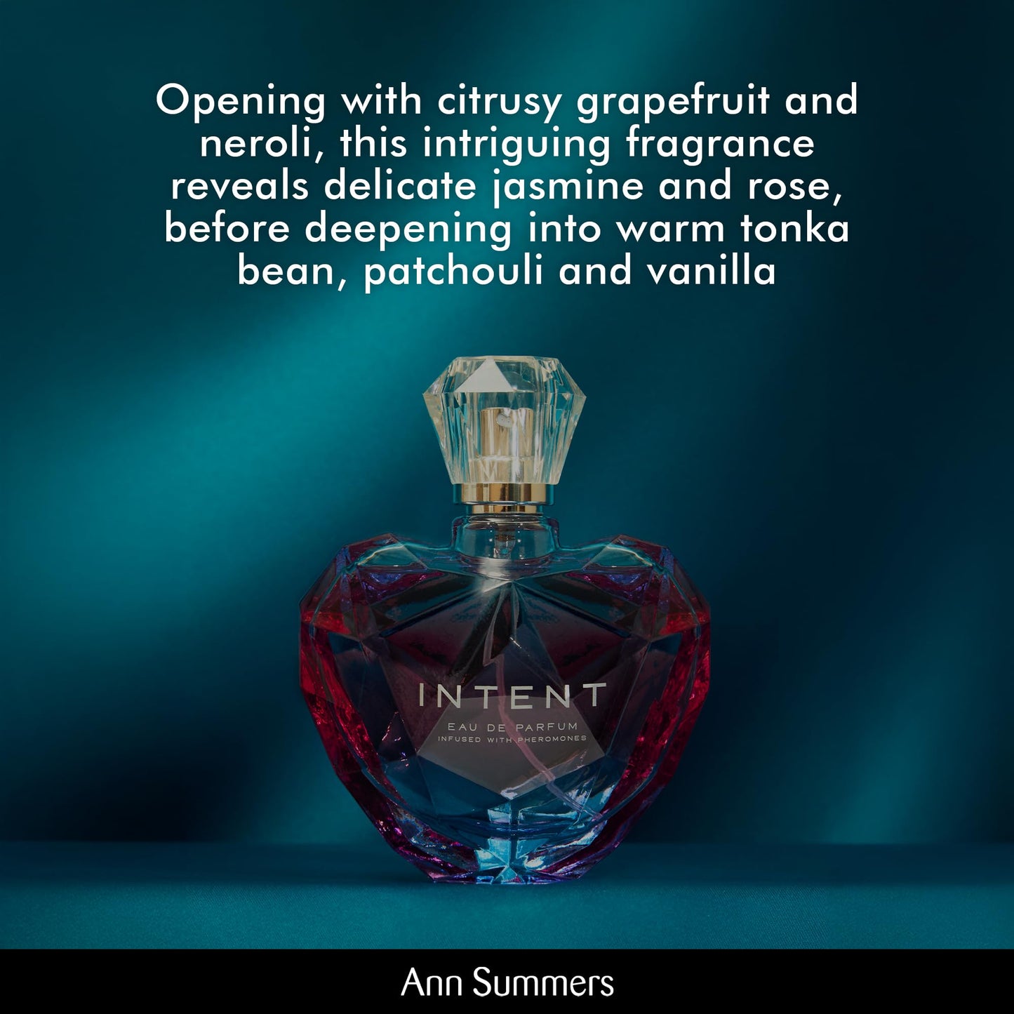 Ann Summers Intent Pheromone Perfume for Women (100ml Eau de Parfum) – Floral, Fruity Fragrance to Enhance Attraction – Citrus & Musk Notes, Heart-Shaped Bottle – Genuine Ann Summers Womens Perfume