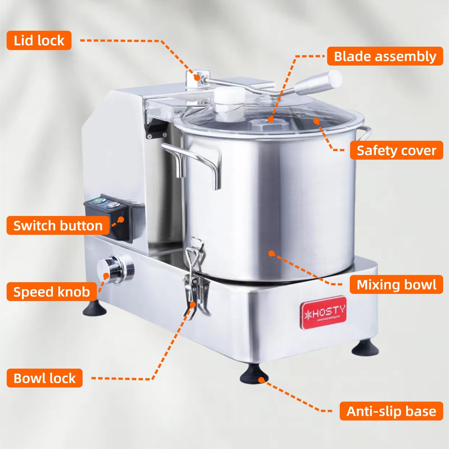 EASYROSE Commercial Vegetable Chopper & Meat Mincer, 1800W Electric Multifunctional Vegetable Cutter with 6L Stainless Steel Bowl, For Restaurants, Food Processing, Canteens