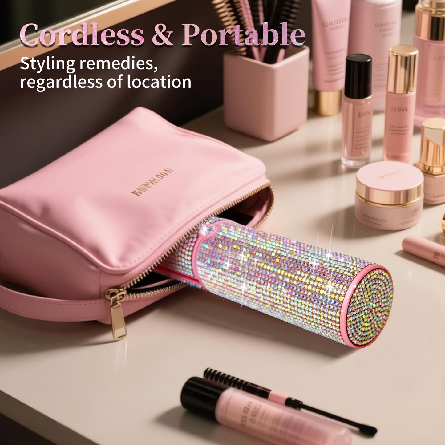 Cordless Hair Straightener, Portable Straightener 2 in 1 for Hair Straightening and Curling, Fast Heating Cordless Flat Iron, 5000mAh Hair Straightener Travel,210°C/410°F Within Seconds