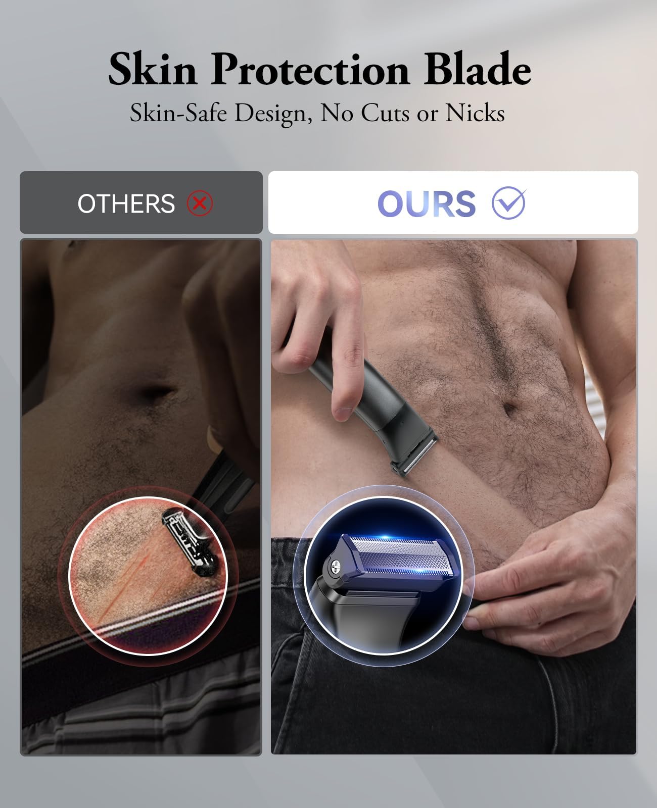 Kensen 2-in-1 Manscape Body Hair Trimmer & Beard Trimmer for Men, Electric Pubic Groin Shaver & Razor, Cordless Waterproof Male Grooming Kit for Limbs & TrunkIn & timate & Facial Hair, 50 Times Usage