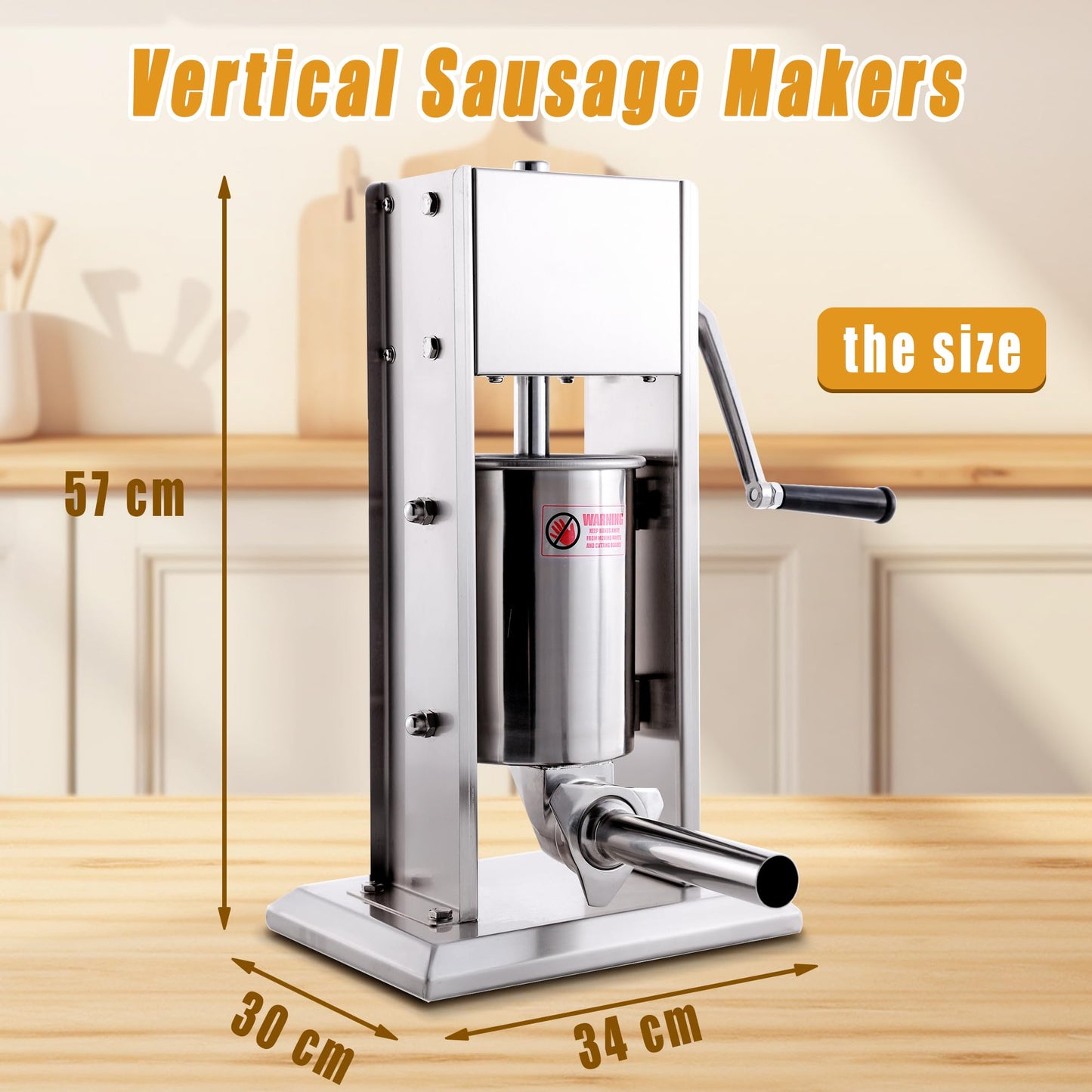 Hakka 3L/7Lb Sausage Stuffer Machine,2 Speed Stainless Steel Vertical Sausage Maker with 5 Tubes and 4 Churros,Meatball Maker for Home & Commercial Kitchens