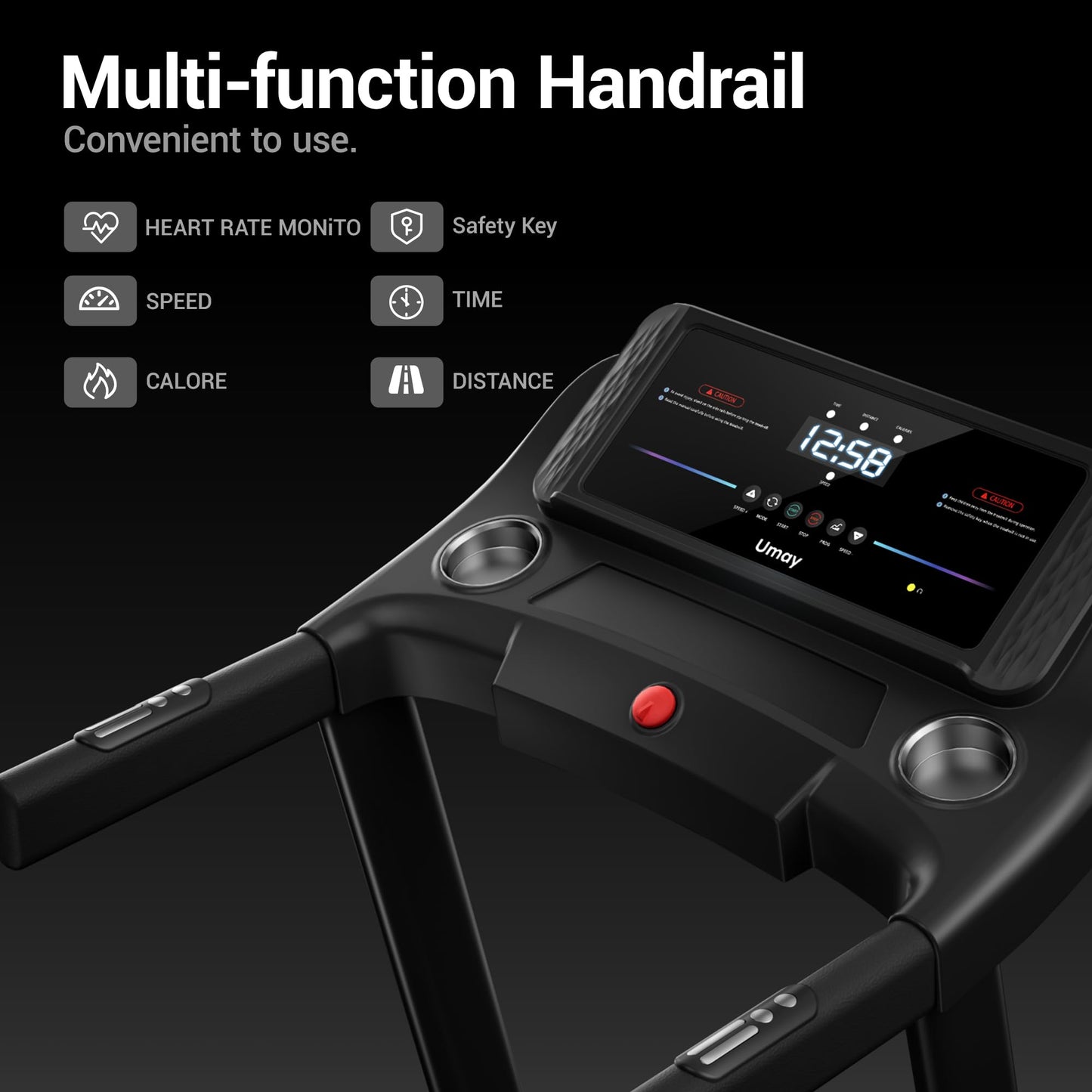 UMAY Folding Treadmill with Incline, 3.0 HP Treadmills for Home 14 km/h Incline Treadmill Running Machine with LED Display, Remote Control