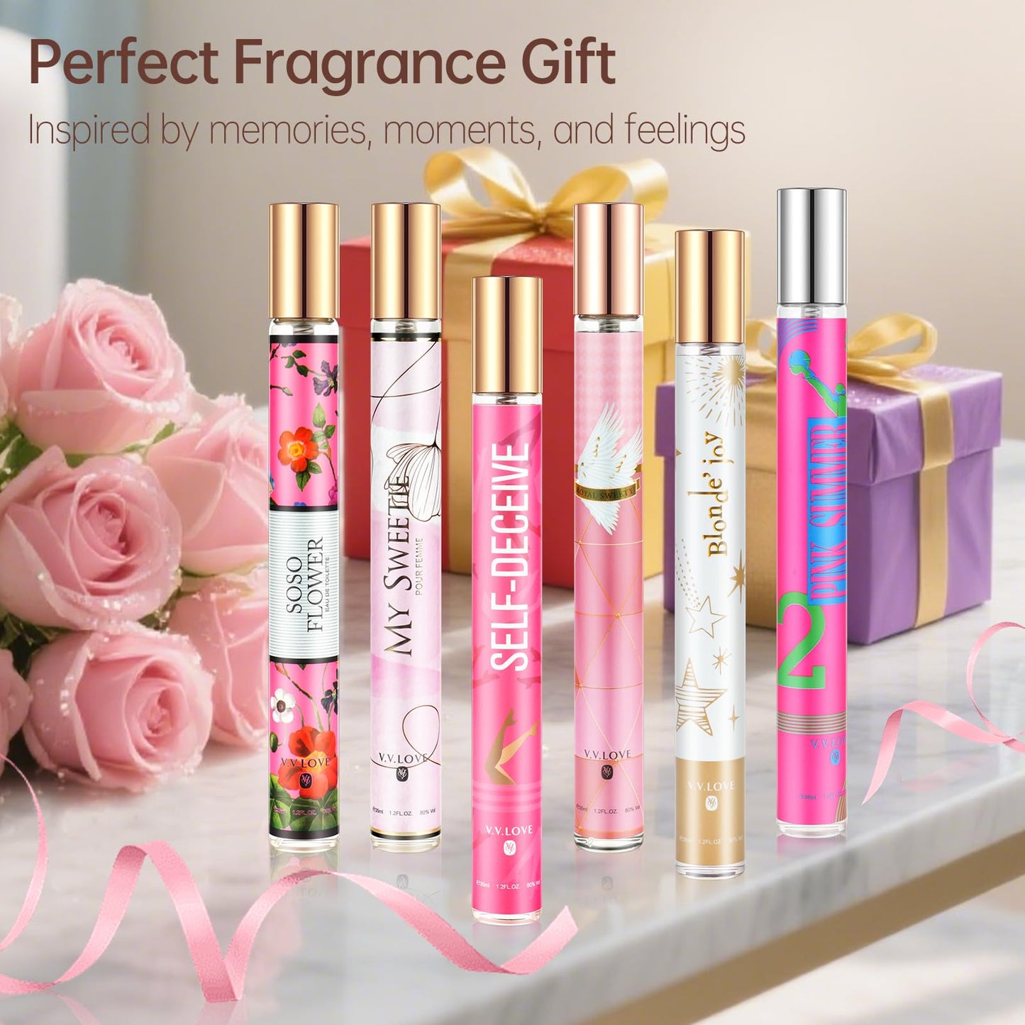 Premium Women Perfume Gift Set - 6x35ml Long Lasting Eau de Toilette Collection with Sweet Floral and Fruity Notes - Body fragrance Gift Set - Women Eau de Parfum Travel Portable