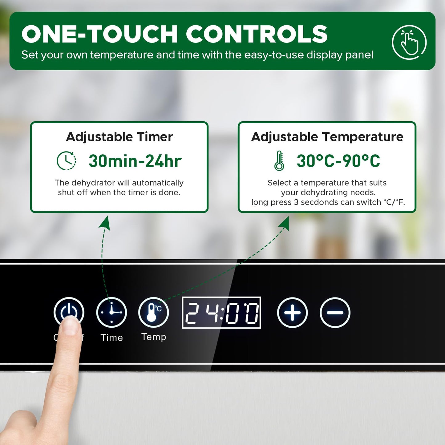 Kwasyo 8 Tray Stainless Steel Food Dehydrator, Dryer uk with 30-90°C Adjustable Thermostat & 24hr Digital Timer, Commercial Drying Fruits Machine for Fish Vegetables Meat Jerky Herb