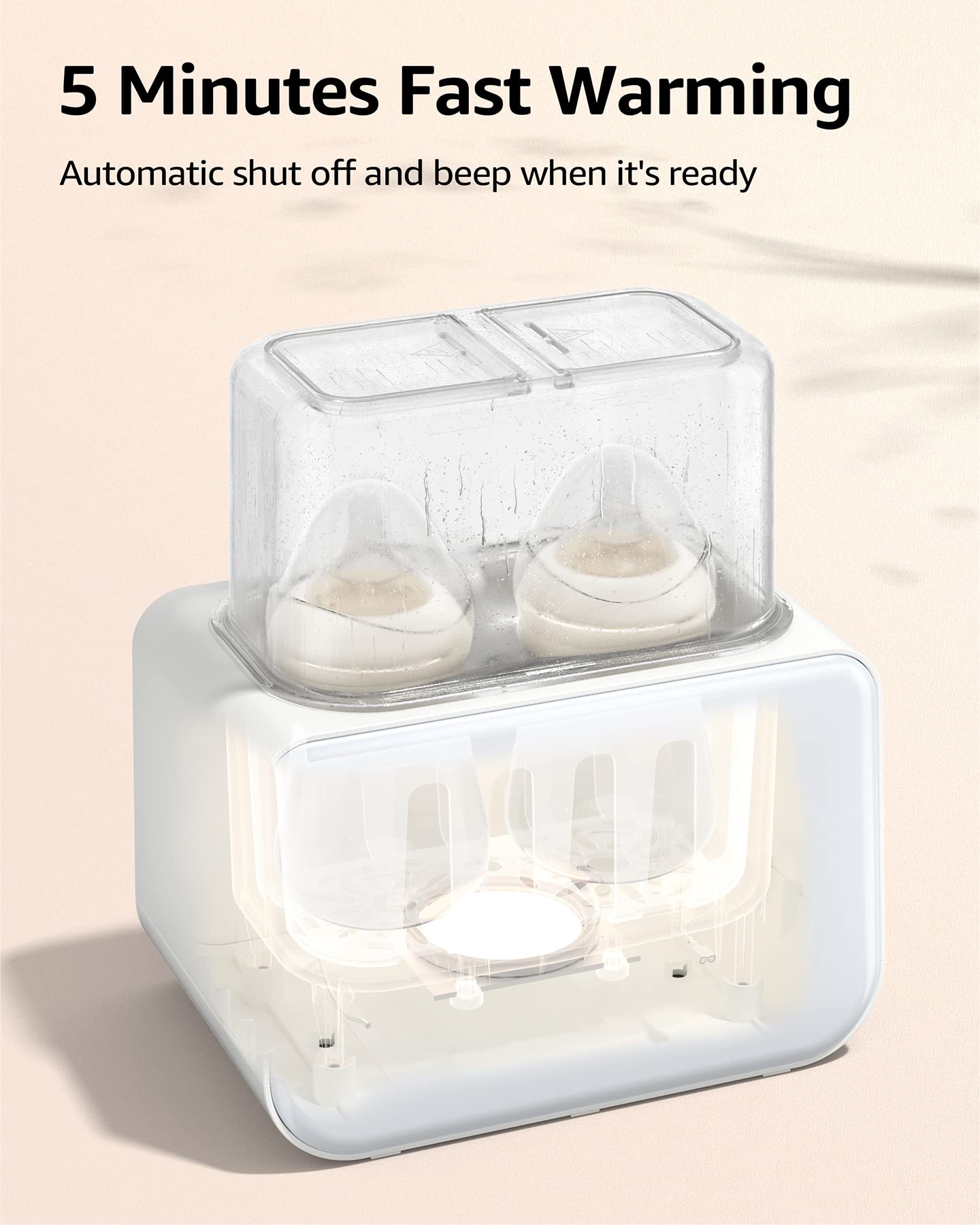 Bottle Warmer 8-in-1 Fast Baby Milk Warmer and Steriliser with LCD/Timer, Warms Evenly, Food Warmer&Defrost BPA-Free Warmer Display Accurate Temperature Control for Breastmilk (Cream-White)