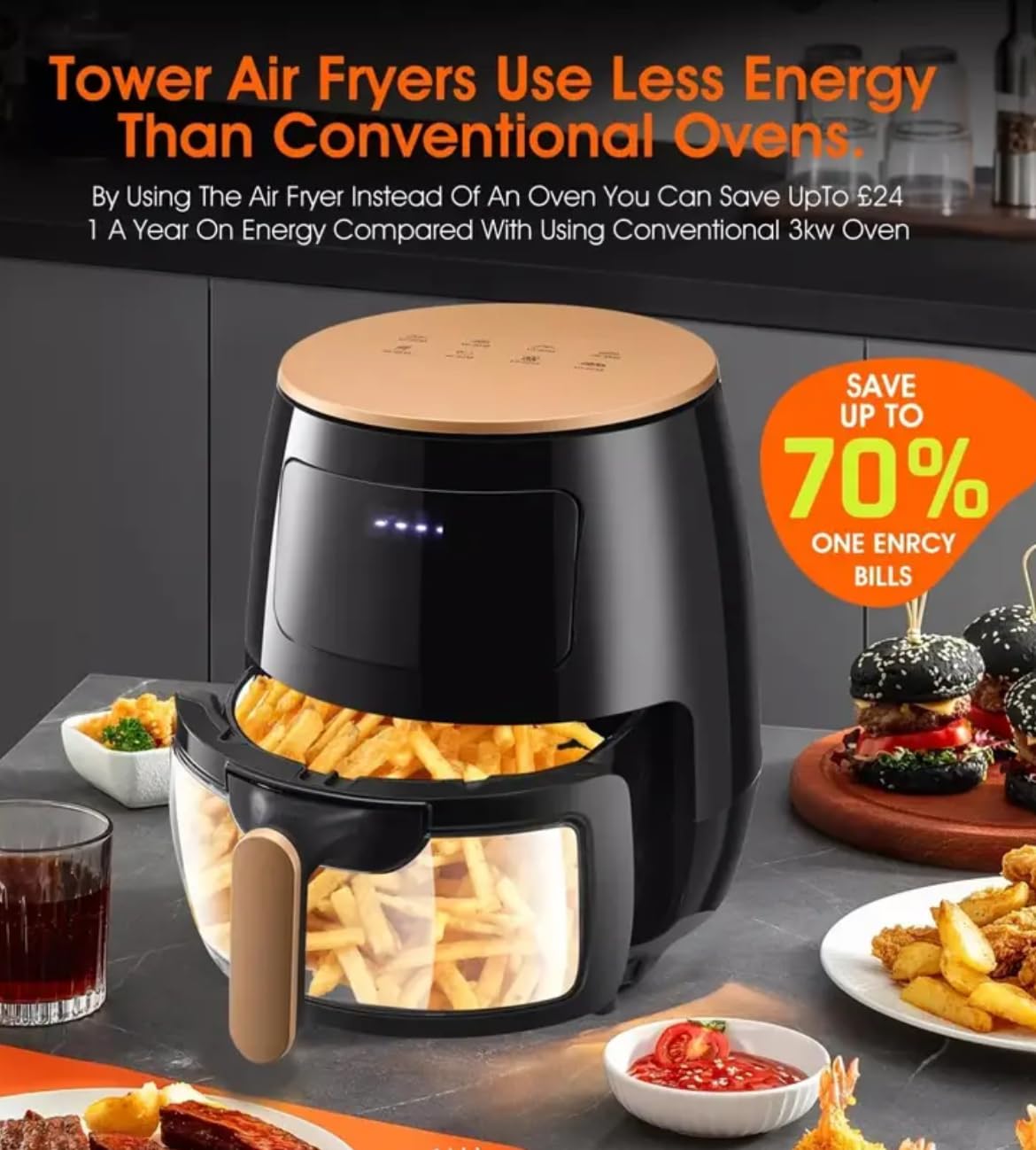 Air Fryer, New Large Capacity, Touch Screen, Multifunction, Mini Oven, Touch Controls With 6 Presets, Nonstick & Dishwasher Safe Basket, FULL GLASS BASKET
