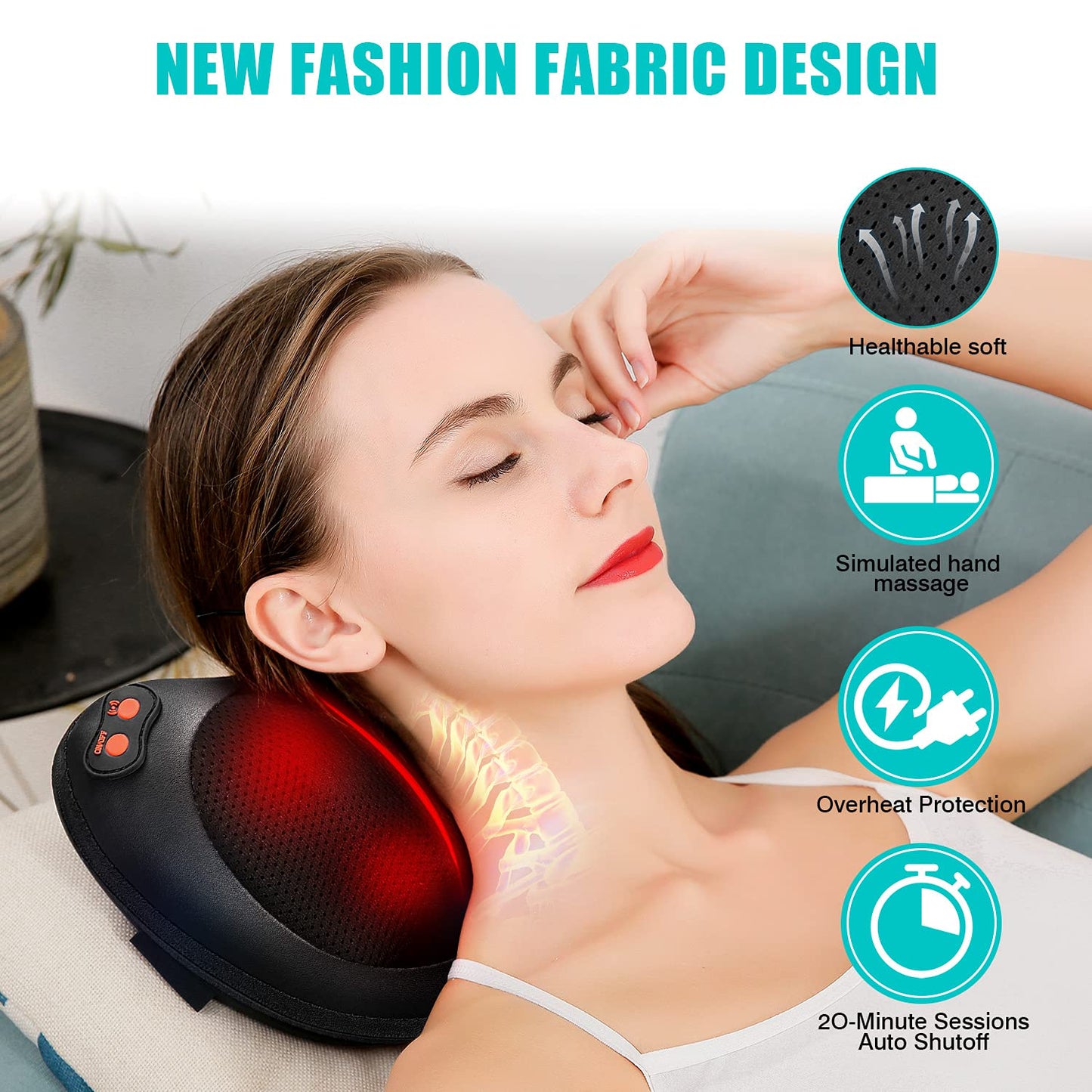 iKristin Back Neck Massager,Shiatsu Massage Pillow with Heat, Deep Tissue Kneading Massagers for Shoulder, Legs, Electric Back Massager for Home & Car