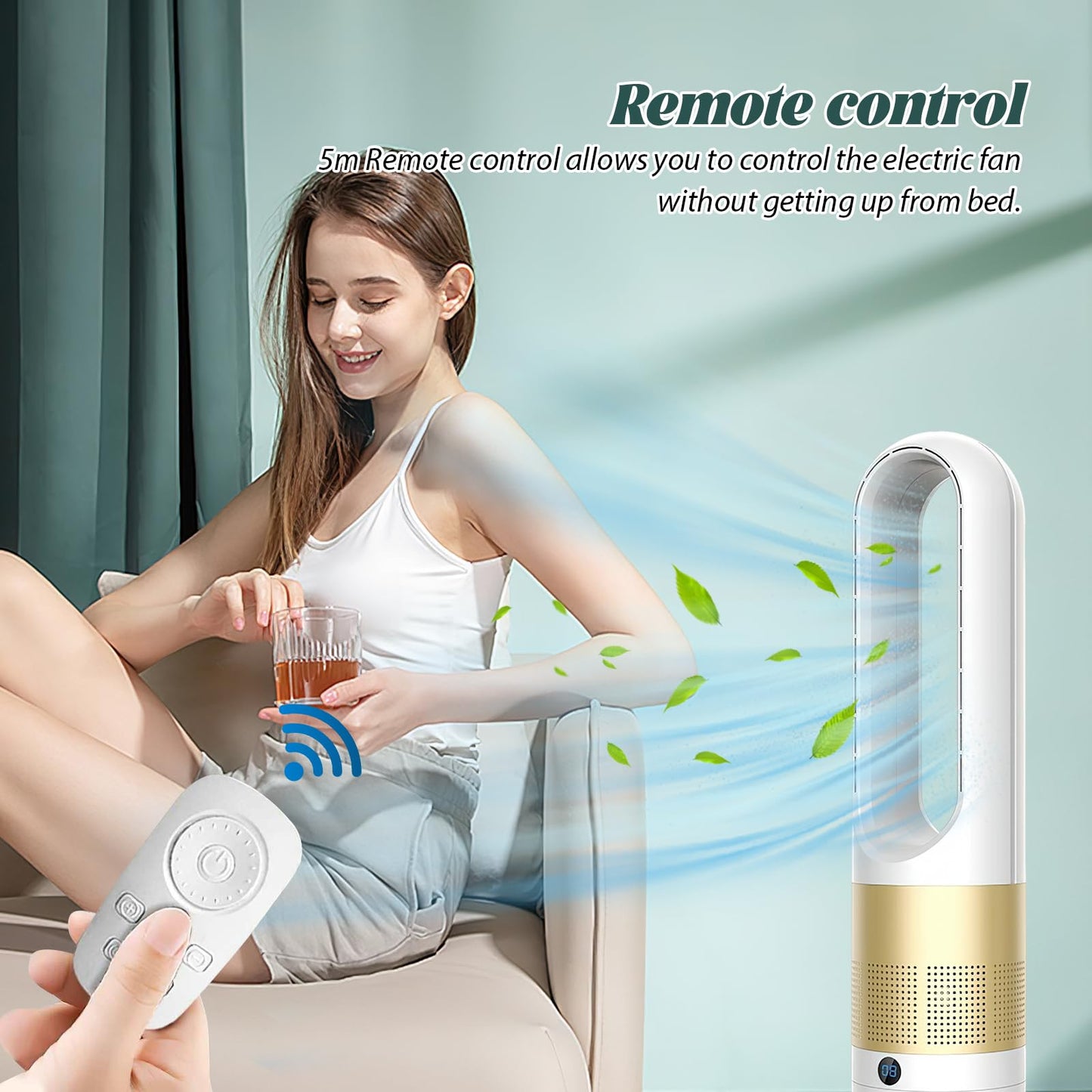 56cm Tower Fan with Air Purifier, 4000-5600rpm Bladeless Fan, Fans & Cooling, Cooler Fans, Standing Fanss, Tower Fansss Cooling Quiet Bedroom, with Remote Control, 8h Timer, 80° Oscillation (silver)
