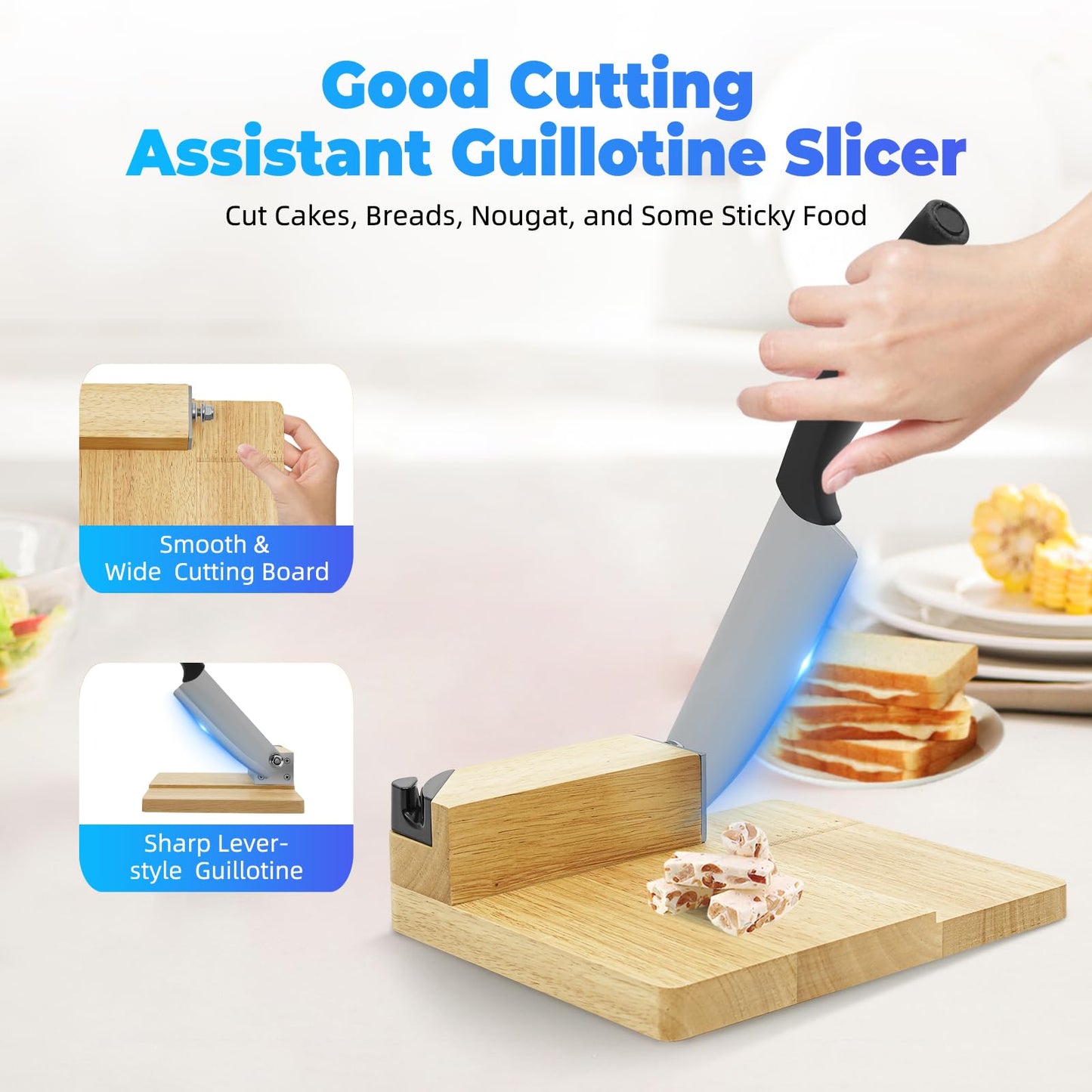 Biltong Cutter, Manual Household Jerky Meat Slicer Solid Oak Stainless Steel Biltong Cutter, Jerky Slicer with Wood Base