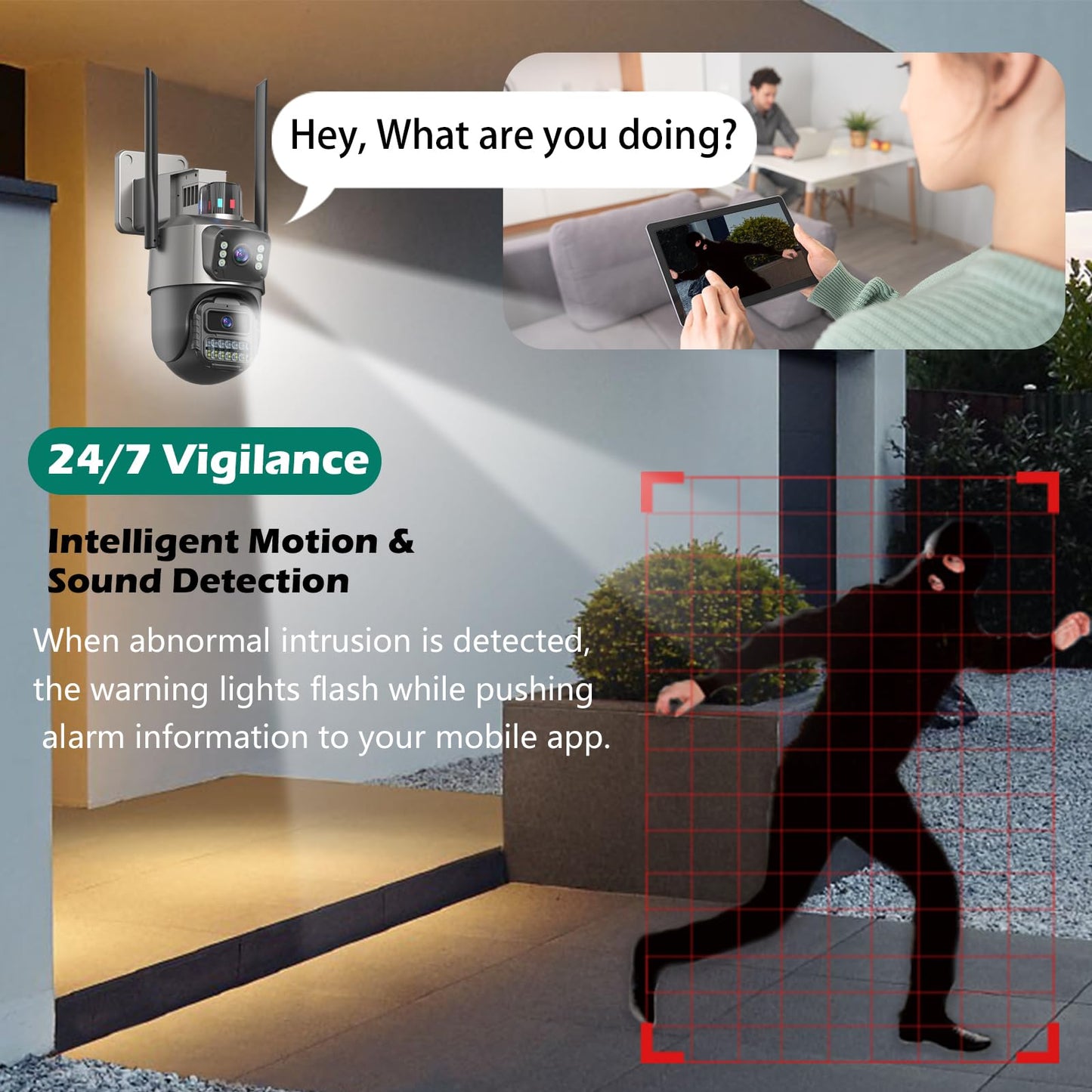 Security Camera Outdoor, 6MP Dual Lens CCTV Camera,IP66 Waterproof Outside IP Cameras, 2.4G WiFi Wired Camera Auto Tracking, Motion Detection, Color Night Vision, 2 Ways Talk, SD/Cloud Storgae