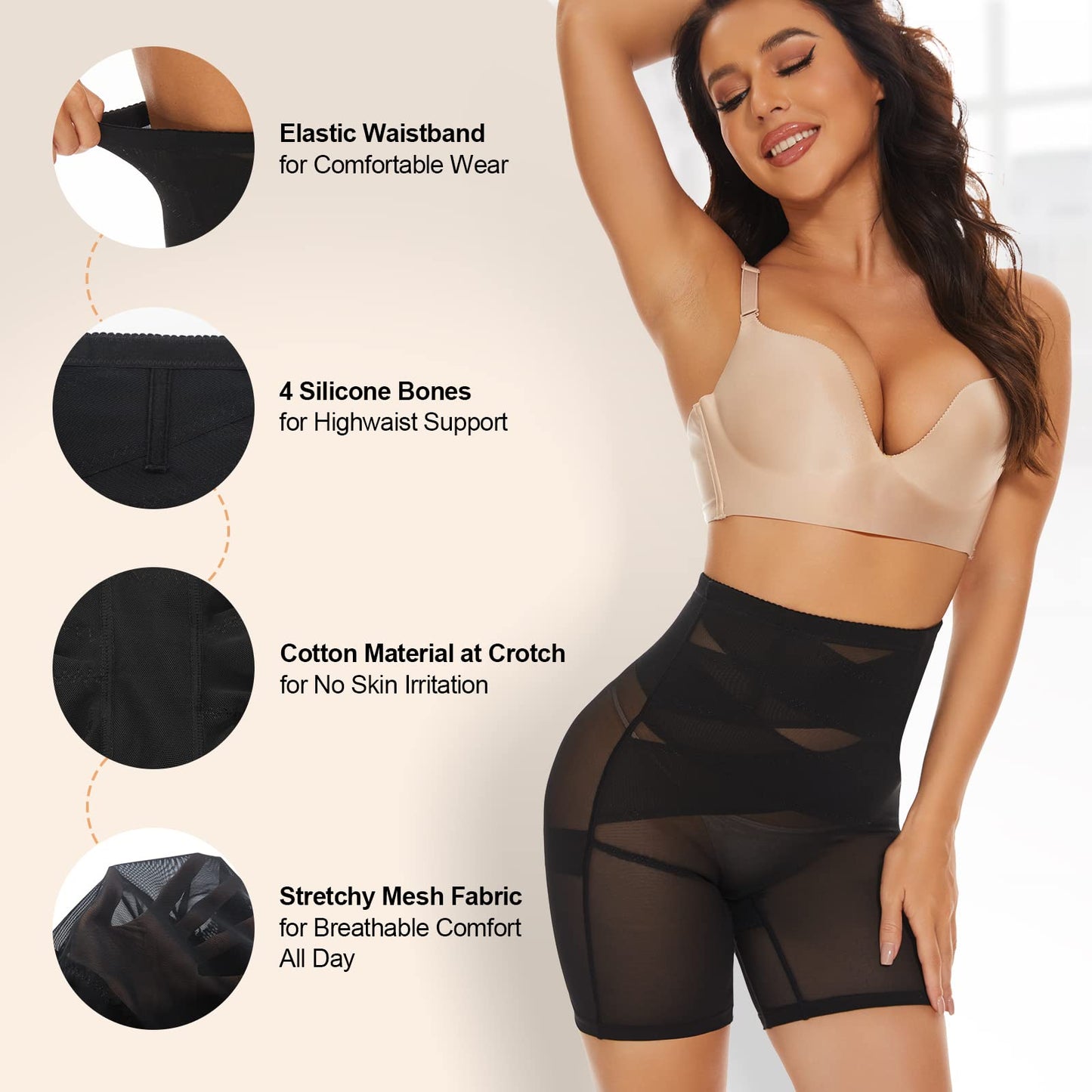SIMIYA Tummy Control Knickers, High Waisted Shapewear for Women, Tummy Control Body Shaper Pants Shaping Underwear, Black XL