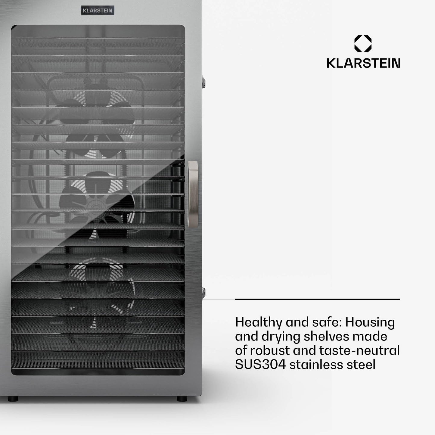 Klarstein dehydrator, dehydrator for Vegetables, Fruit, Meat, 1500 W Stainless Steel dehydrator, Drying Machine with 16 Metal grids, dehydrator h 24 H Timer & Touch Display,Food dehydrator