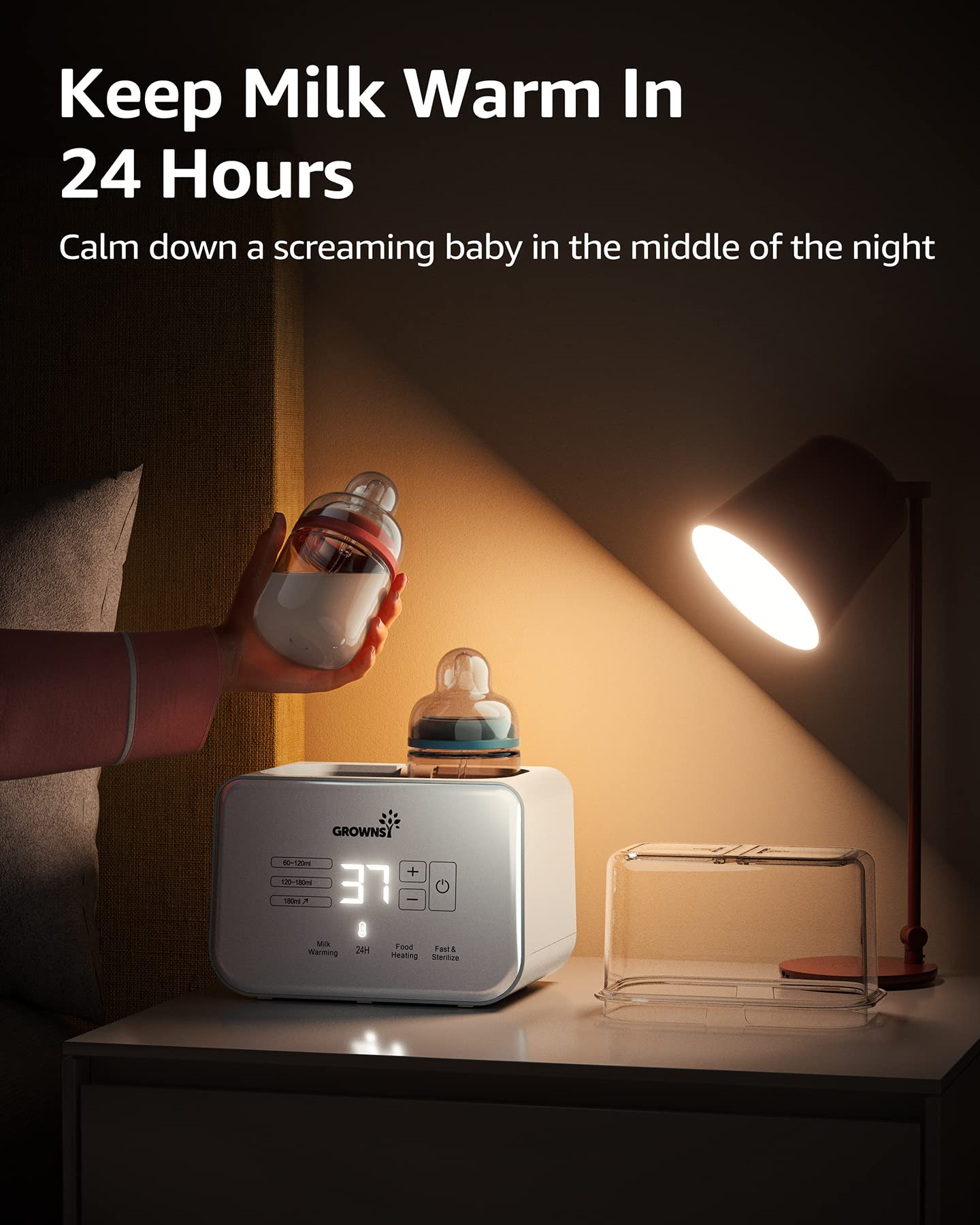 Bottle Warmer 8-in-1 Fast Baby Milk Warmer and Steriliser with LCD/Timer, Warms Evenly, Food Warmer&Defrost BPA-Free Warmer Display Accurate Temperature Control for Breastmilk (Cream-White)