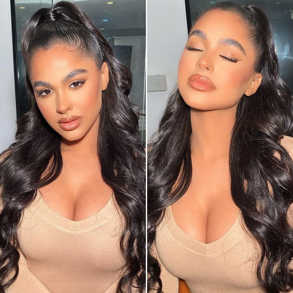 13 x 4 Lace Frontal Closure Body Wave Frontal 13 x 4 HD Transparent Lace Frontals With Bangs Baby Hair 100% Remy Human Hair 150% Density Natural Color (Natural Color, 10 Inch)