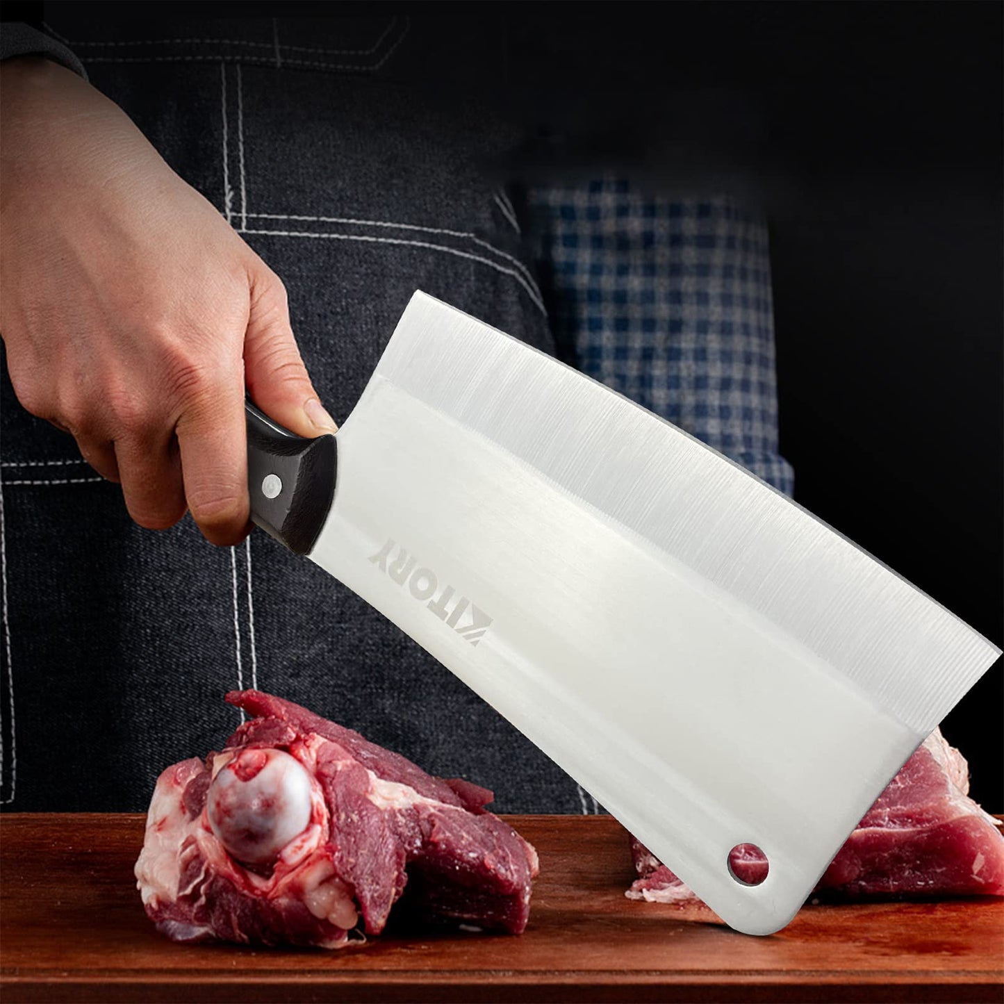 Kitory Kitchen Knife 7 Inch Full Tang Handmade Chef's Knife High Carbon Stainless Steel Cooking Knife with Ergonomic Handle for Home, Kitchen, Restaurant
