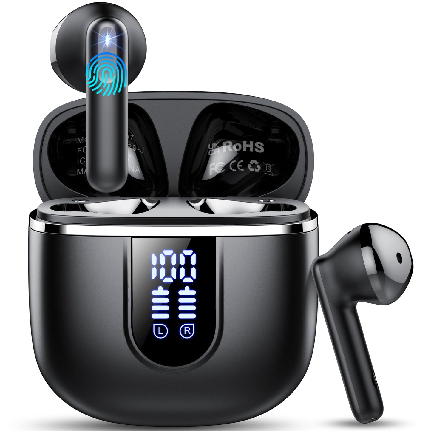 Wireless Earbuds, Bluetooth 5.4 Earphones in Ear with HiFi Stereo,14mm Drivers with Big Bass, 40H Clear Calls Bluetooth Earphones, Wireless Ear Buds with 4 ENC Noise Cancelling Mic IP7 Waterproof