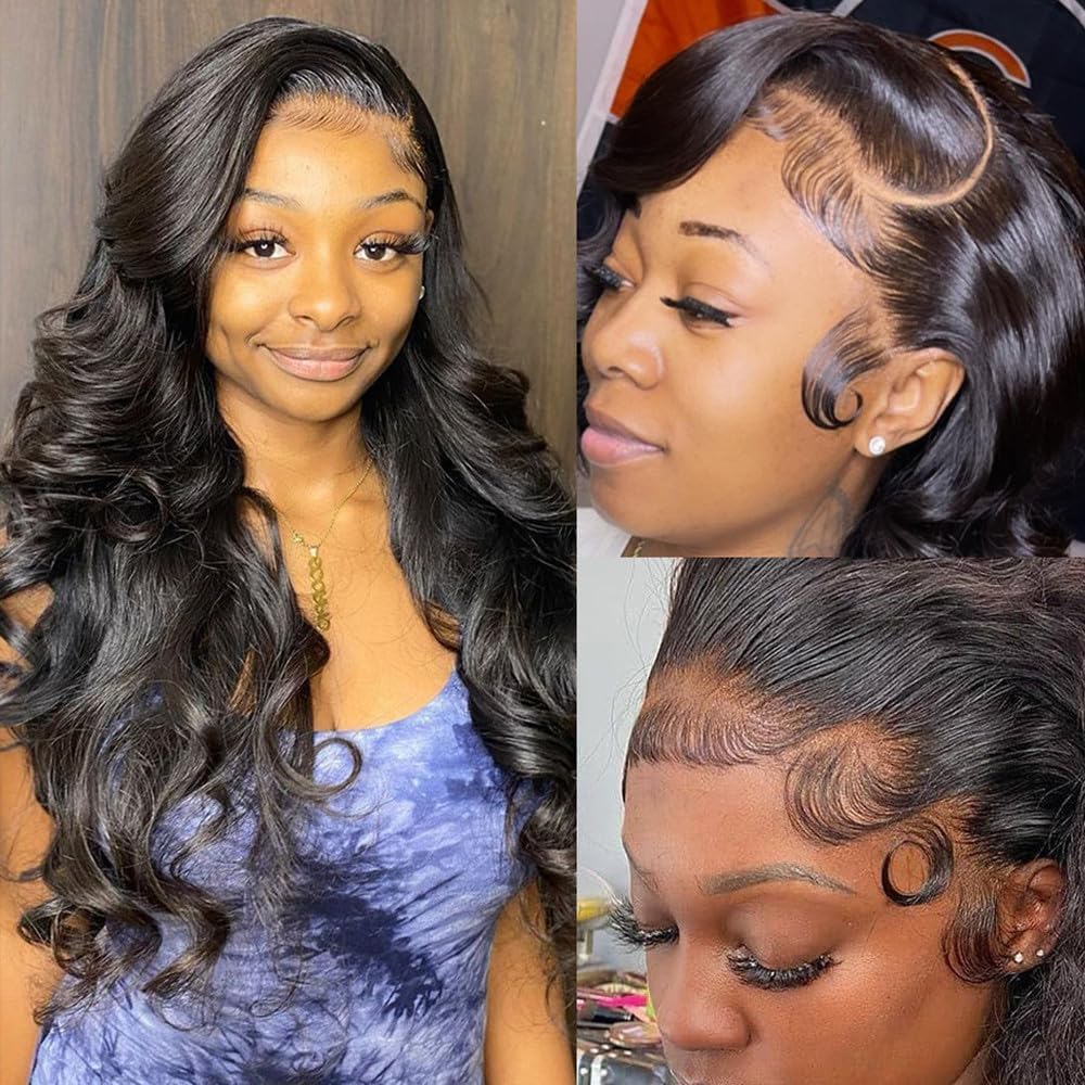 13 x 4 Lace Frontal Closure Body Wave Frontal 13 x 4 HD Transparent Lace Frontals With Bangs Baby Hair 100% Remy Human Hair 150% Density Natural Color (Natural Color, 10 Inch)