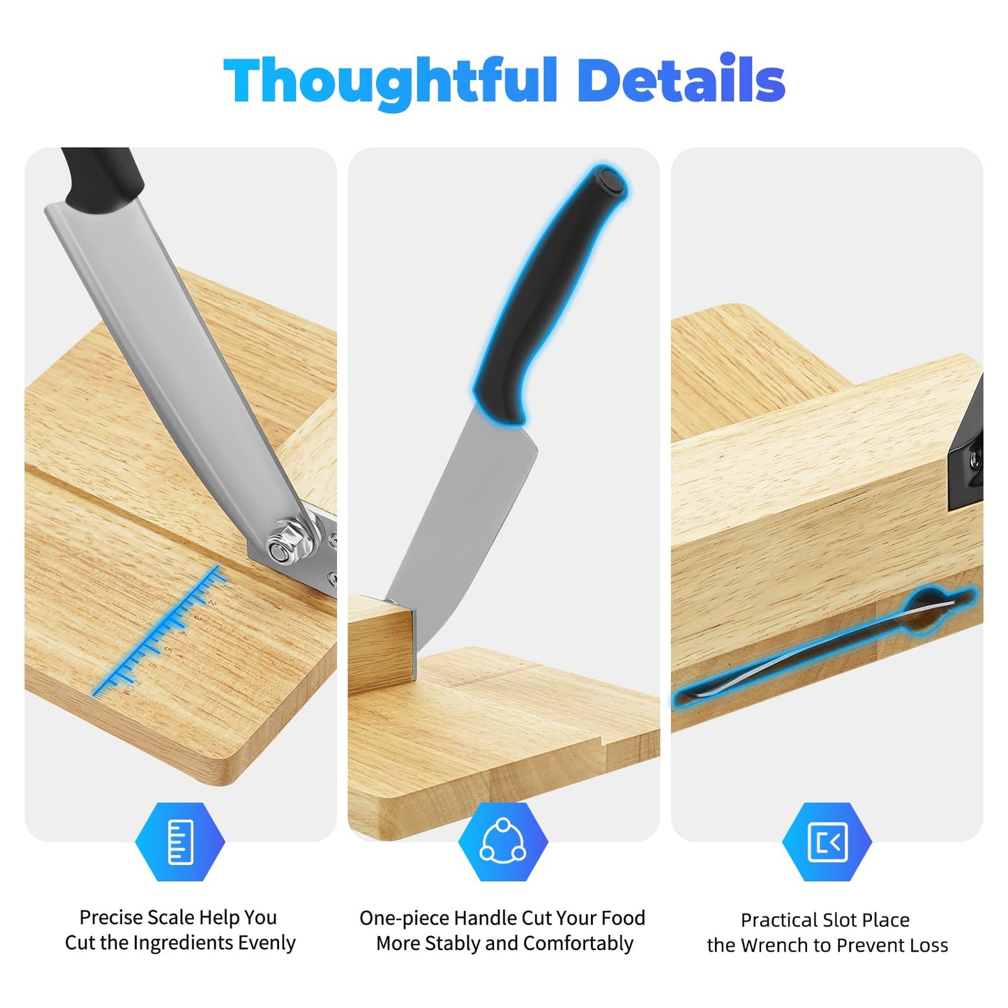 Biltong Cutter, Manual Household Jerky Meat Slicer Solid Oak Stainless Steel Biltong Cutter, Jerky Slicer with Wood Base