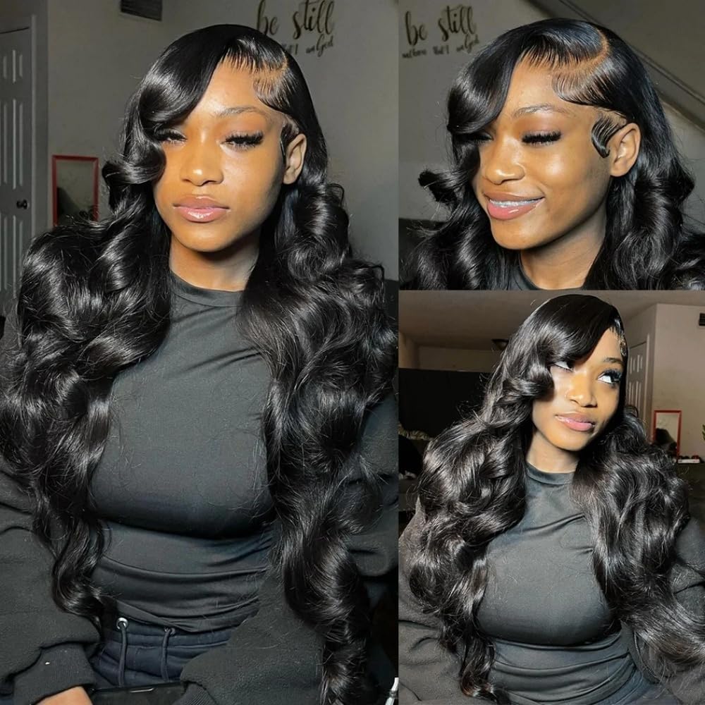 13 x 4 Lace Frontal Closure Body Wave Frontal 13 x 4 HD Transparent Lace Frontals With Bangs Baby Hair 100% Remy Human Hair 150% Density Natural Color (Natural Color, 10 Inch)