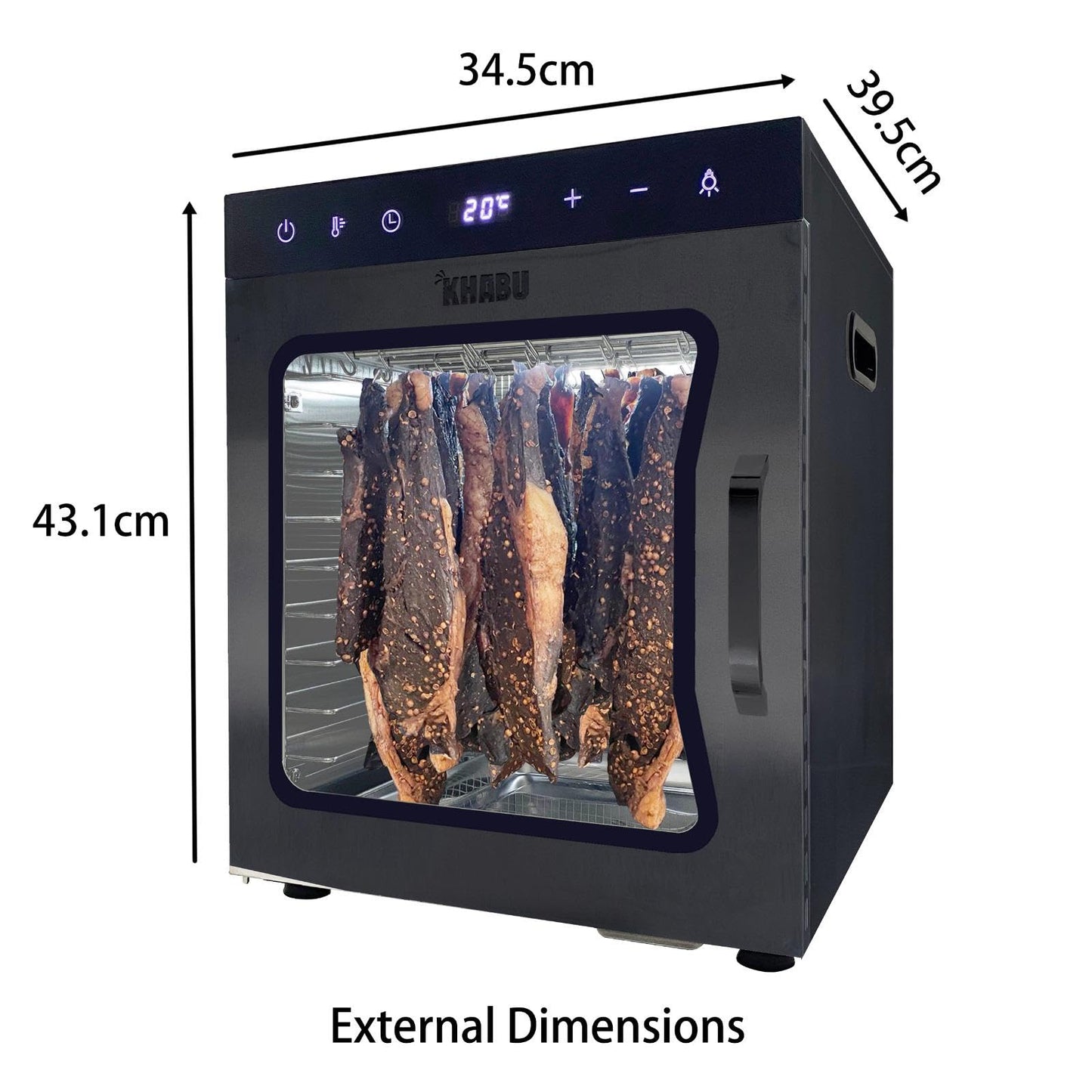 Stainless Steel Biltong Box Food Dehydrator and Drying Cabinet – Large 10 Trays, 5 Hanging Rods, with 20-90°C Temperature Control – Perfect for Drying Biltong, Meat, Vegetable & Fruit