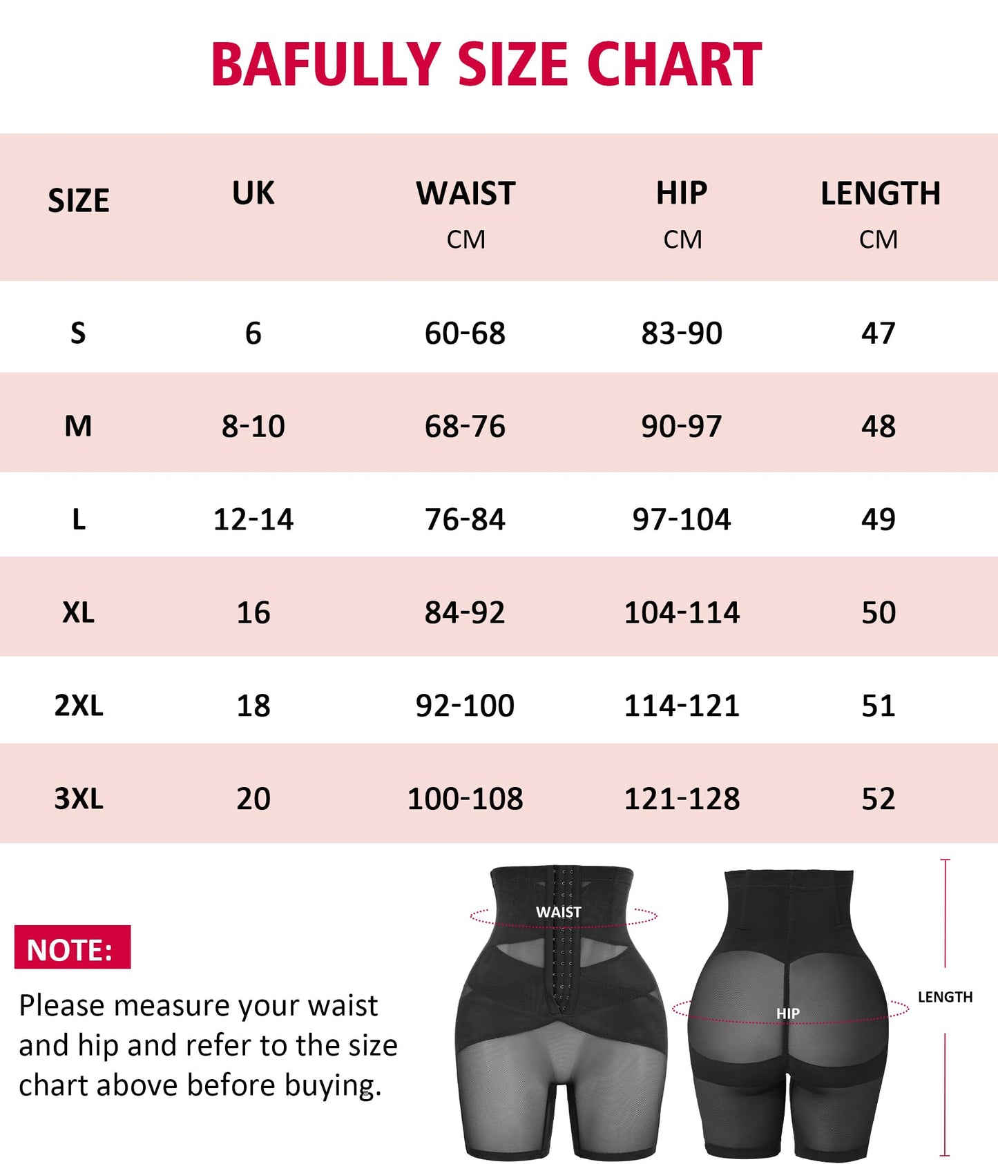 Bafully Women Tummy Control Knickers High Waisted Shapewear Body Shaper Butt Lifter Panties Shaping Underwear (L, Black)