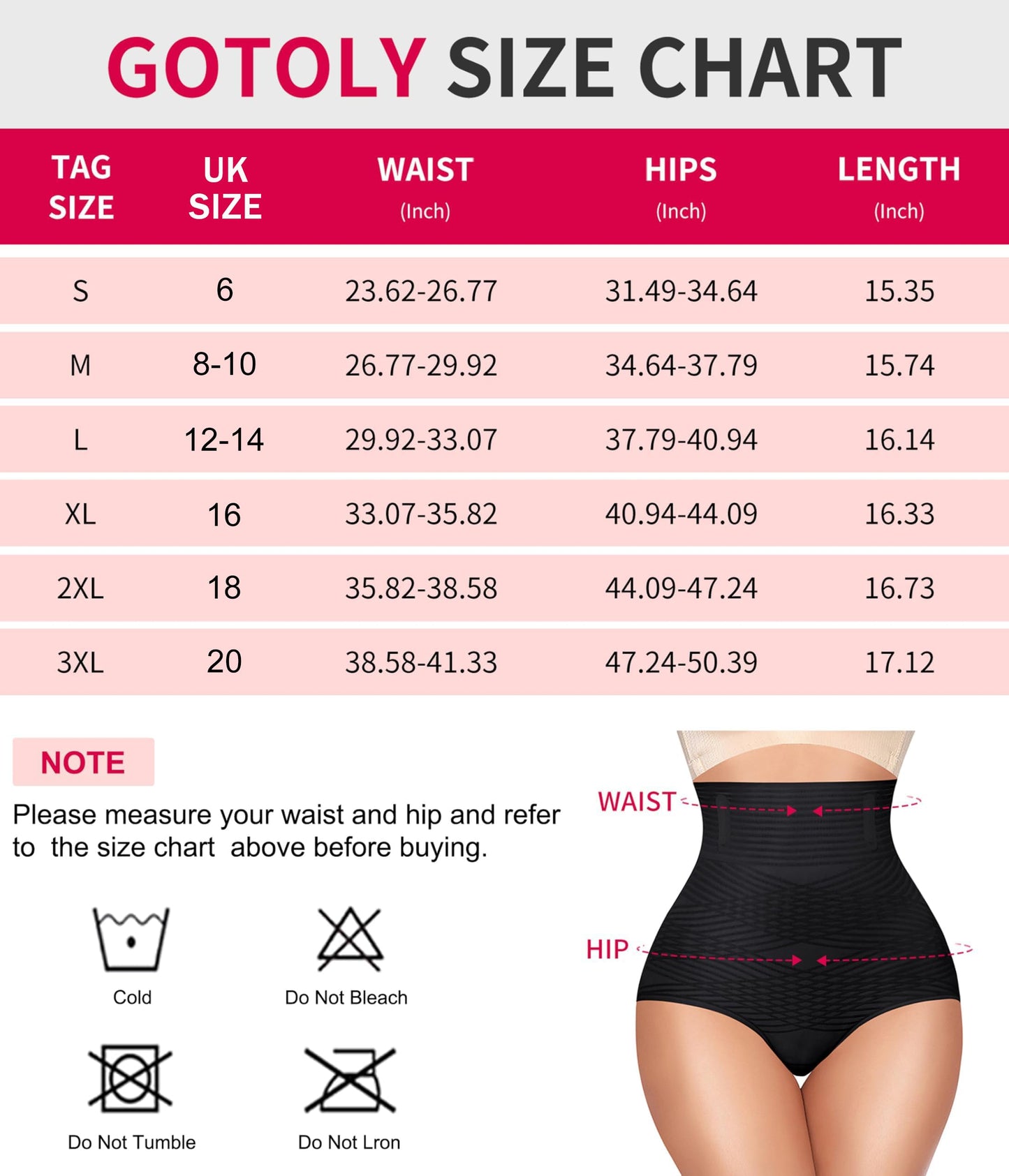 Gotoly Women Tummy Control Knickers High Waist Shapewear Body Shaper Seamless Slimming Underwear Shaping Briefs Black