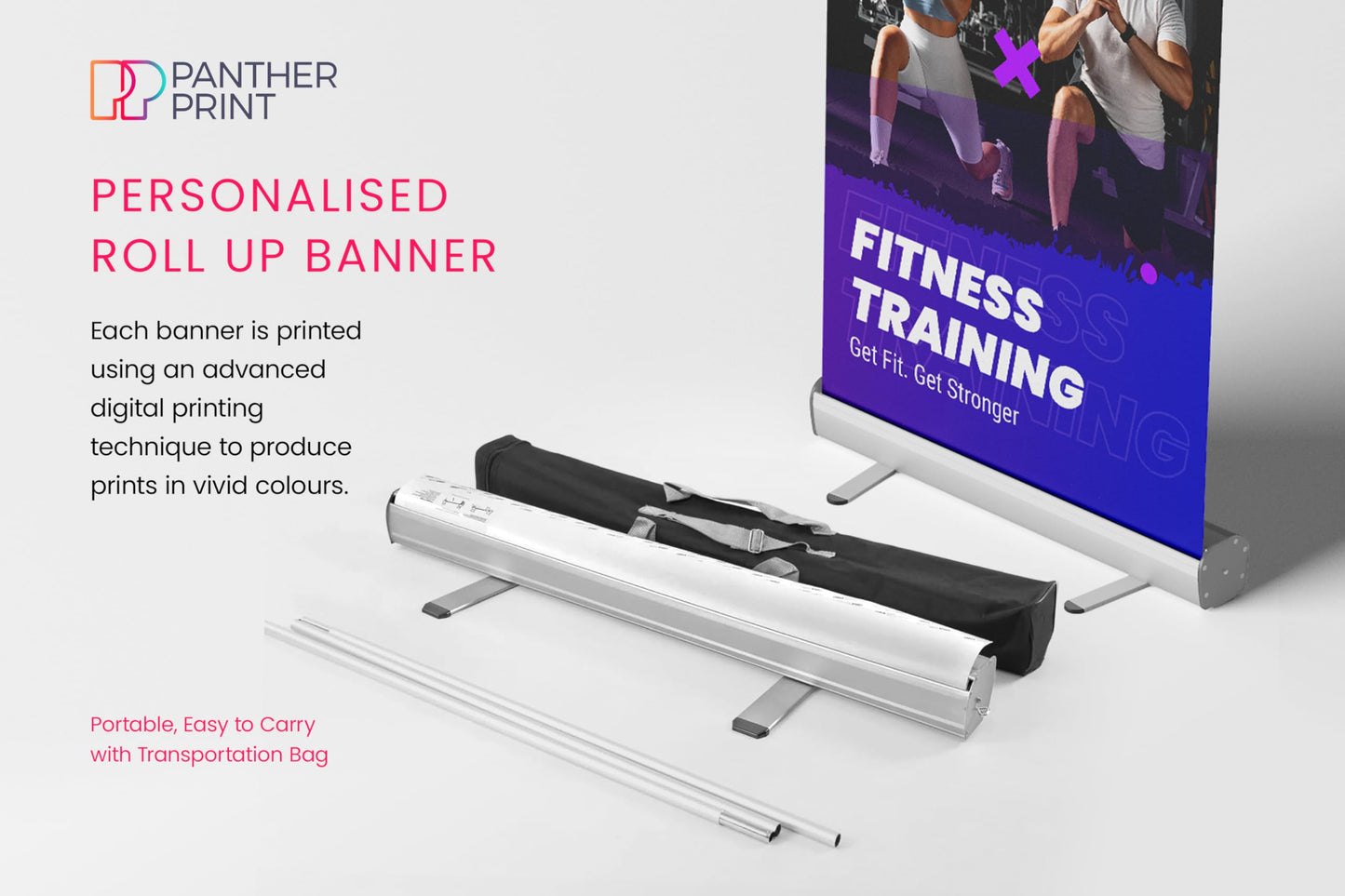 Personalised Custom Roller Banner – Business Pull Up Display with Printed Graphic – Portable Exhibition & Trade Show Banner for Events, Business, Marketing – Carry Bag & Stand Included 80cm x 200cm