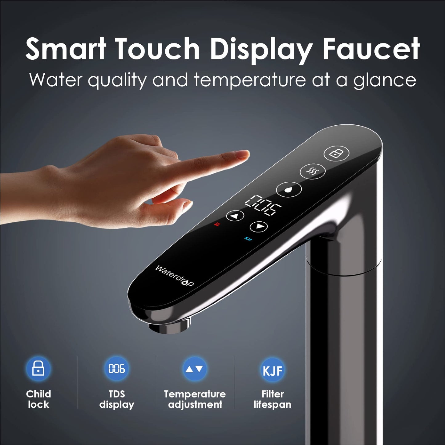Waterdrop Reverse Osmosis Instant Hot Water RO Filter System, 600 GPD, 2271L, Tankless, 2:1 Pure to Drain, Under Sink, TDS Reduction, Smart LED Faucet, WD-KJ600/WD-K6