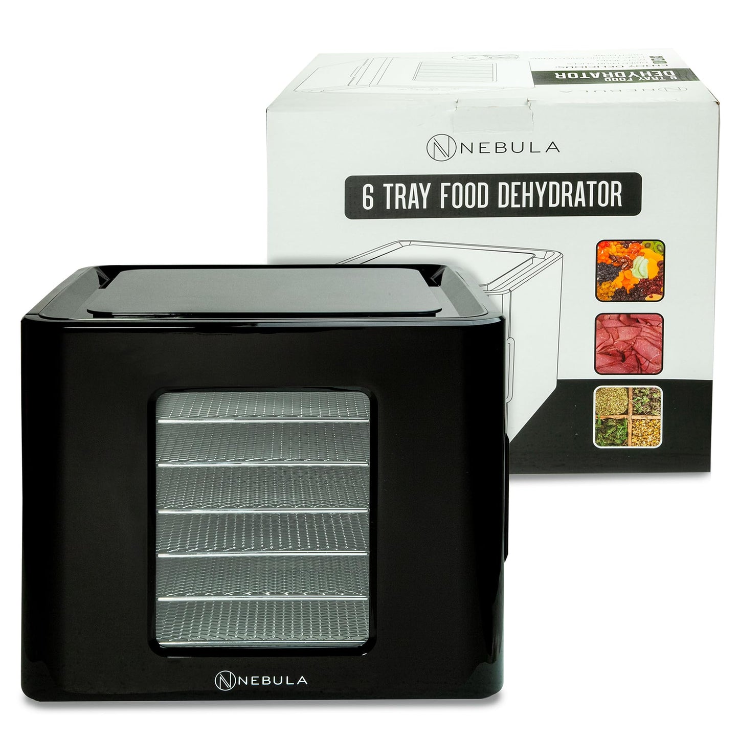 Nebula Food Dehydrator 400W with 6 Stainless Steel Trays, LED Touch Control Design, Adjustable Digital Temperature 35-70C and 48 Hour Timer, Food Dryer for Fruit, Veg, Meat & More