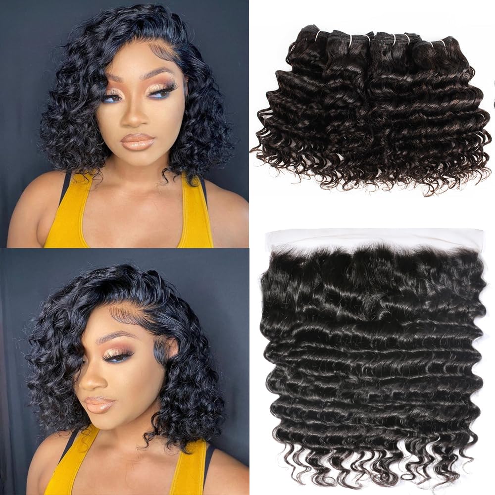 13 x 4 Lace Frontal Closure Body Wave Frontal 13 x 4 HD Transparent Lace Frontals With Bangs Baby Hair 100% Remy Human Hair 150% Density Natural Color (Natural Color, 10 Inch)