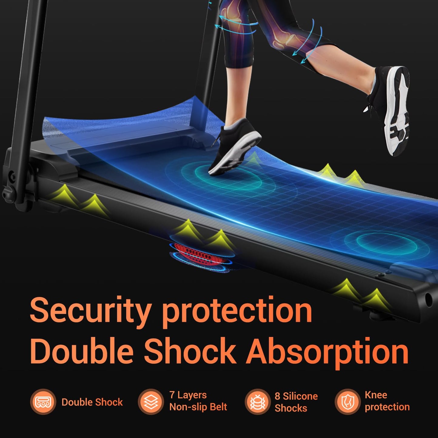 UMAY Treadmills for Home, 3.0HP Quiet Brushless Folding Treadmill with Heart Rate Sensor, Dual Cushion System, 14KM/H, Holder for Cup & Phone