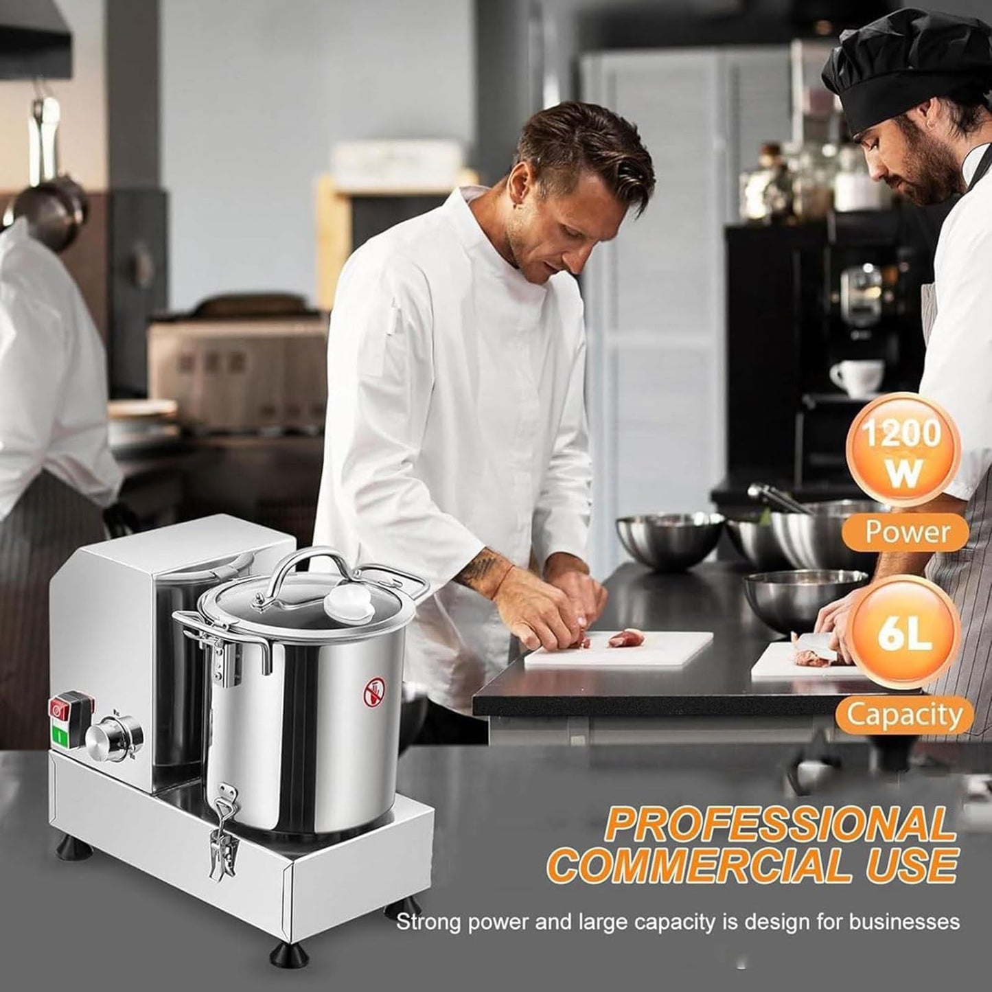 ylpddmm 6L/9L/15L Heavy Duty Electric Vegetable Chopper,Commercial Food Processor, Fully Stainless Steel Body & Blades,for Veggie,Fruit,Meat,6L