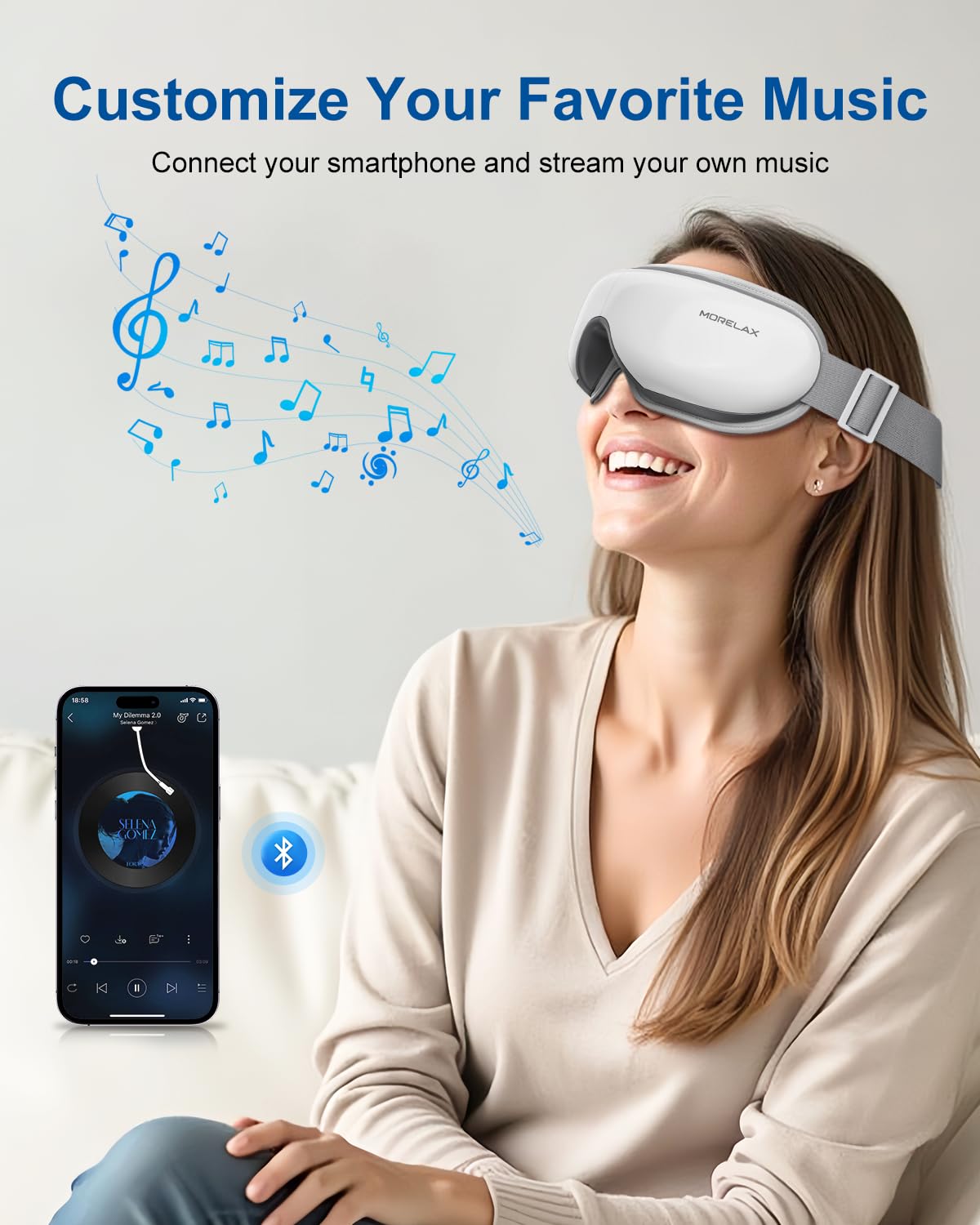 Eye Massager with Heat, Gifts for Men, Heated Eye Mask with Bluetooth Music, Relax & Reduce Strain Dark Circles and Improve Sleep, Gift for Mom Dad Women Men