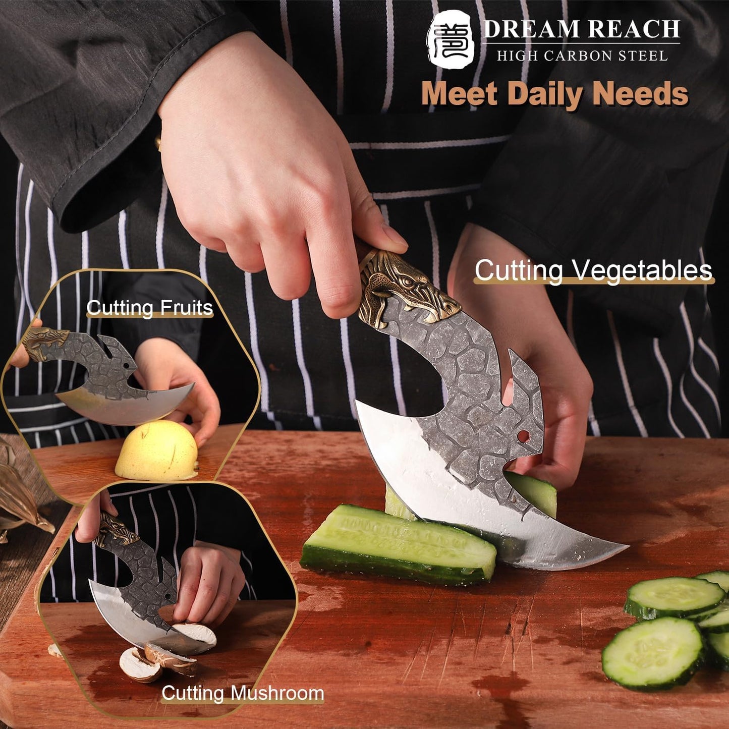 Dream Reach Chef Knife Hand Forged Kitchen Knife with Sheath Home Birthday Gift Men
