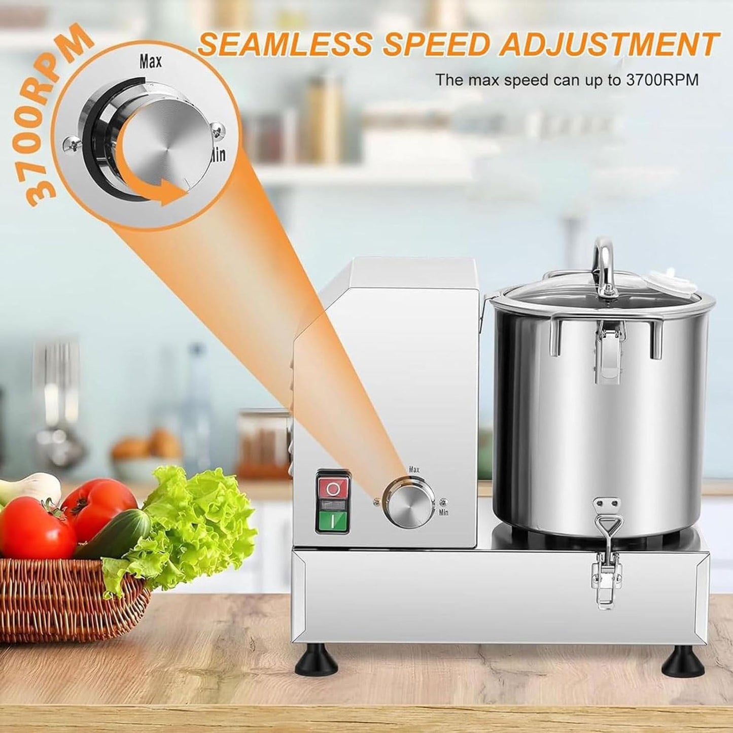ylpddmm 6L/9L/15L Heavy Duty Electric Vegetable Chopper,Commercial Food Processor, Fully Stainless Steel Body & Blades,for Veggie,Fruit,Meat,6L
