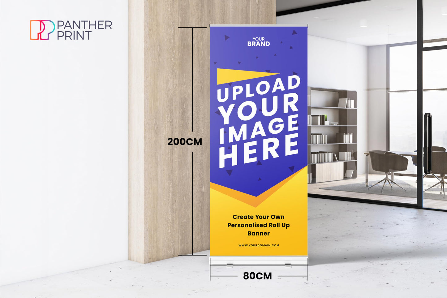 Personalised Custom Roller Banner – Business Pull Up Display with Printed Graphic – Portable Exhibition & Trade Show Banner for Events, Business, Marketing – Carry Bag & Stand Included 80cm x 200cm