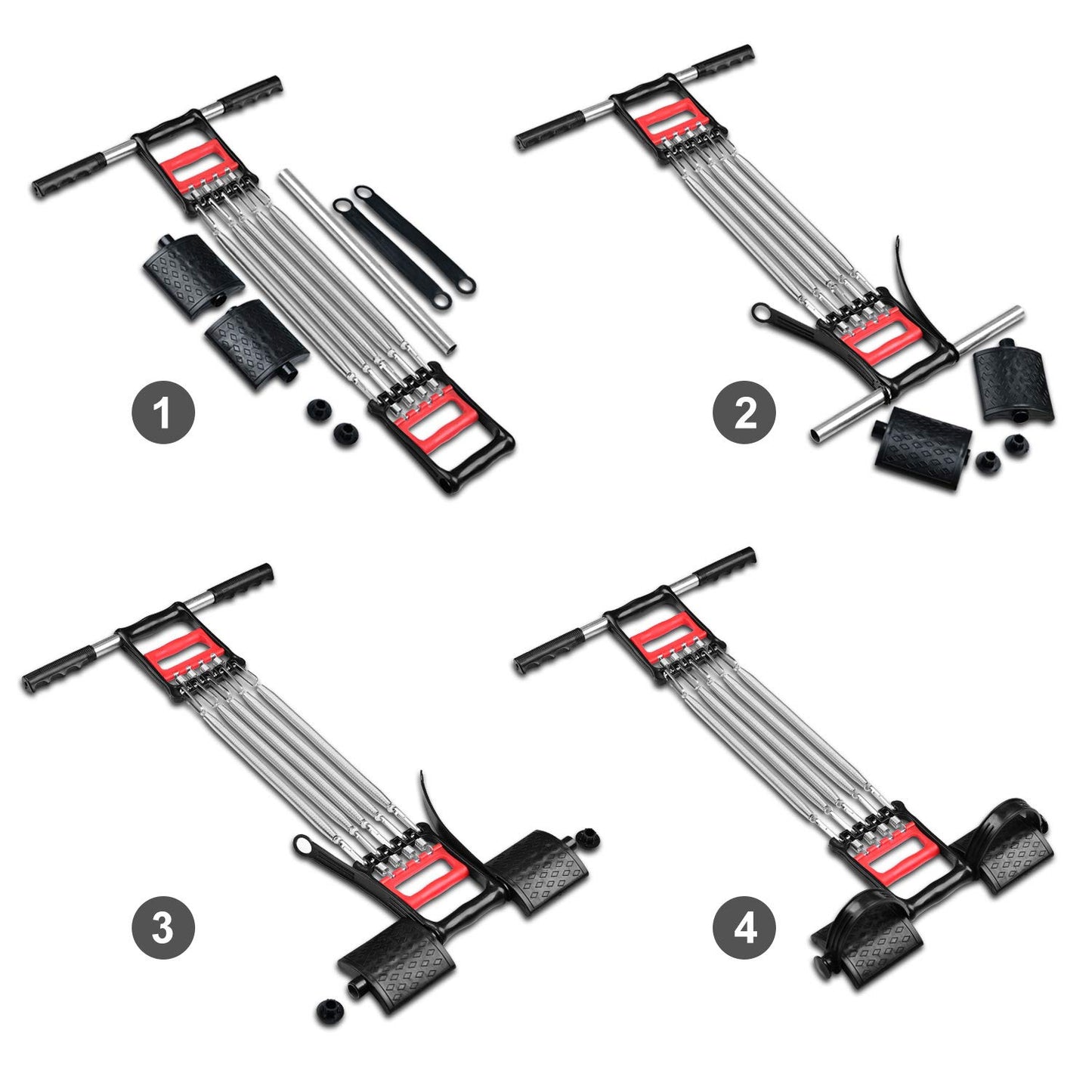 Tummy Trimmer Hand Gripper Chest Expander COVVY 3 in 1 Pull-up Bars Spring Exerciser Elastic Sit Up Pull Rope Home Fitness Equipment