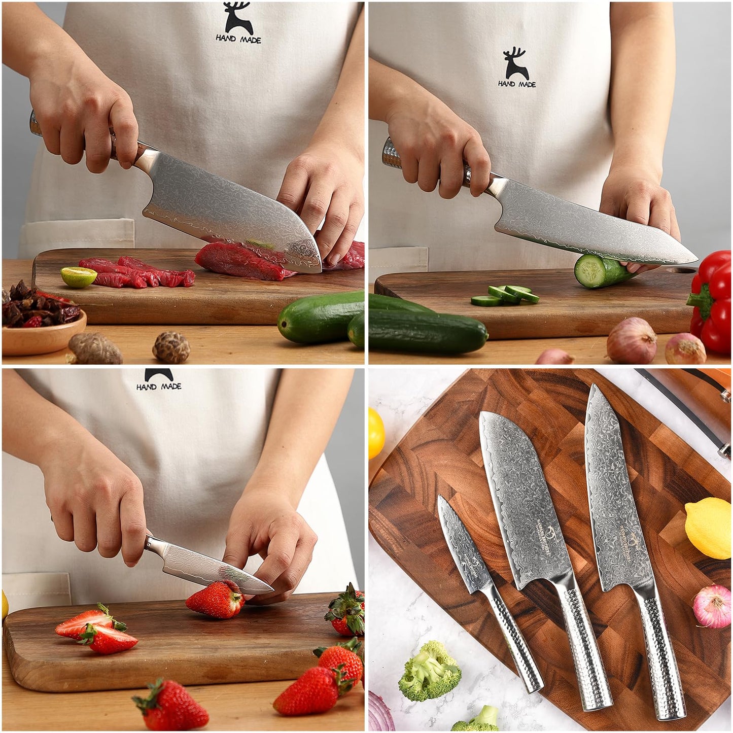 NANFANG BROTHERS Damascus Kitchen Knife Set (Grey-4Pcs)