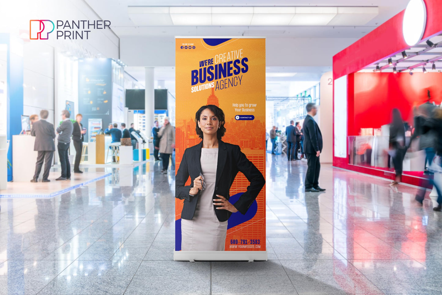 Personalised Custom Roller Banner – Business Pull Up Display with Printed Graphic – Portable Exhibition & Trade Show Banner for Events, Business, Marketing – Carry Bag & Stand Included 80cm x 200cm