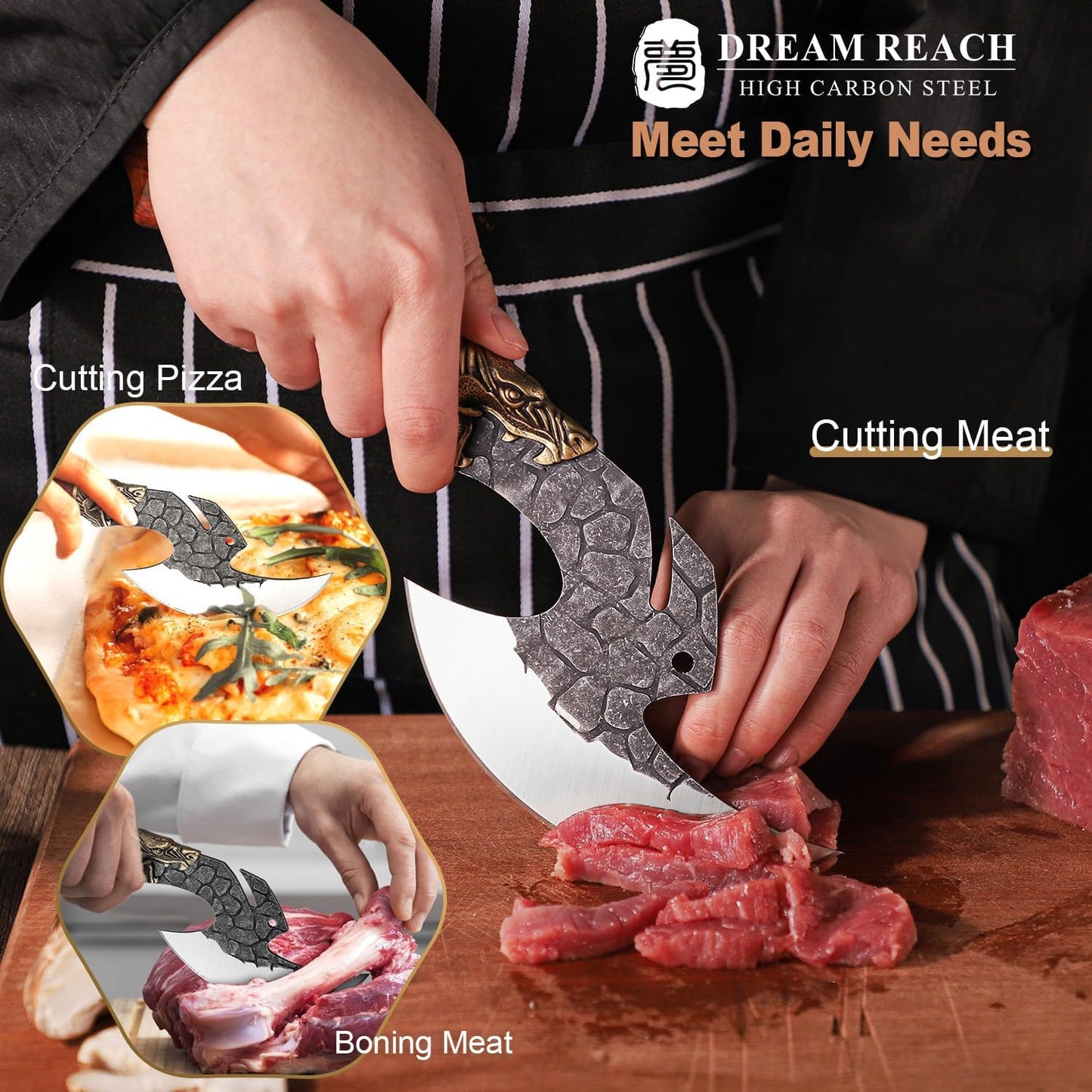 Dream Reach Chef Knife Hand Forged Kitchen Knife with Sheath Home Birthday Gift Men