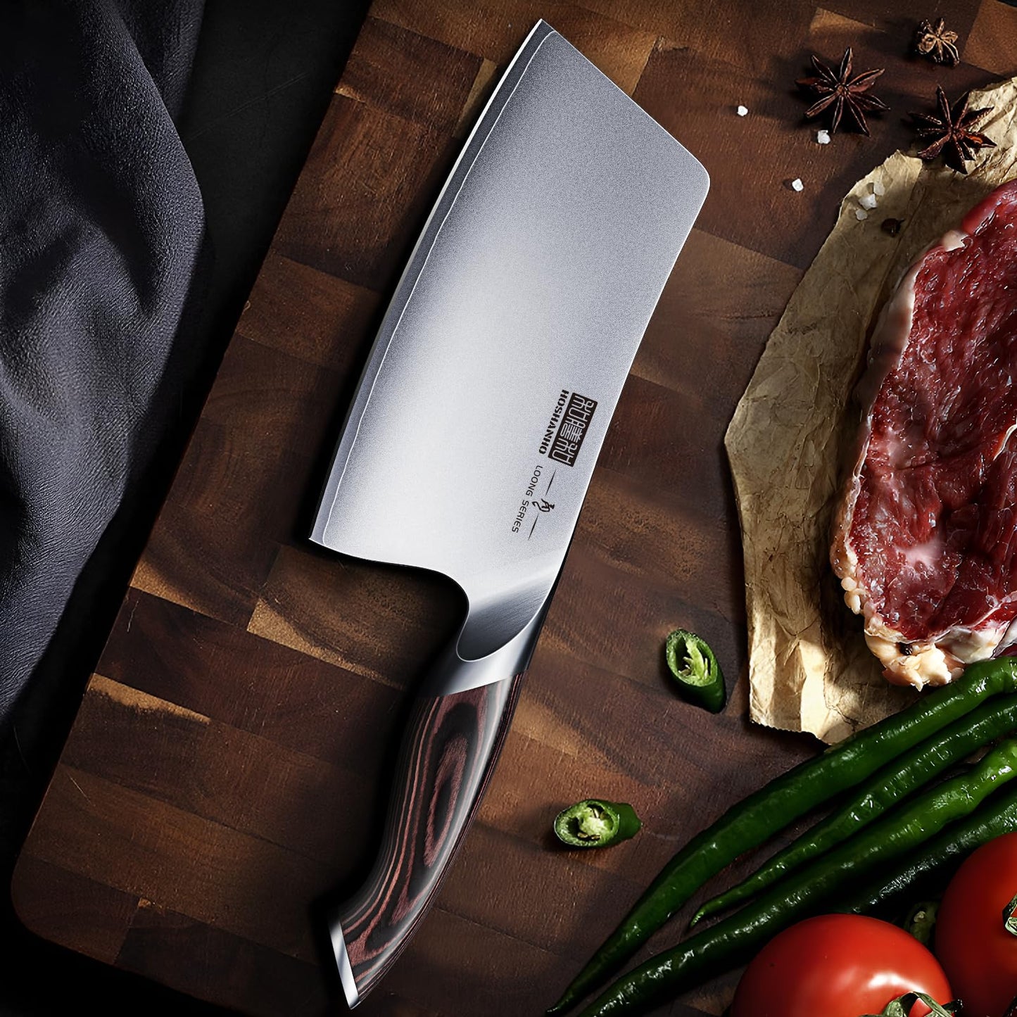 HOSHANHO Cleaver Knife 7 Inch, Ultra Sharp Japanese High Carbon Steel Vegetable Meat Cleaver, Multifunction Chopper Butcher Knife for Home Kitchen and Restaurant