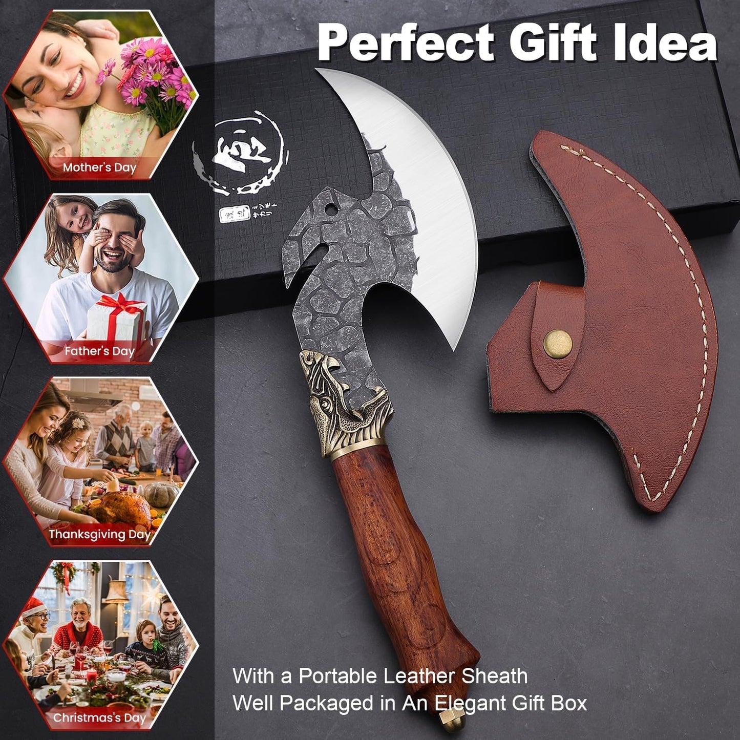 Dream Reach Chef Knife Hand Forged Kitchen Knife with Sheath Home Birthday Gift Men