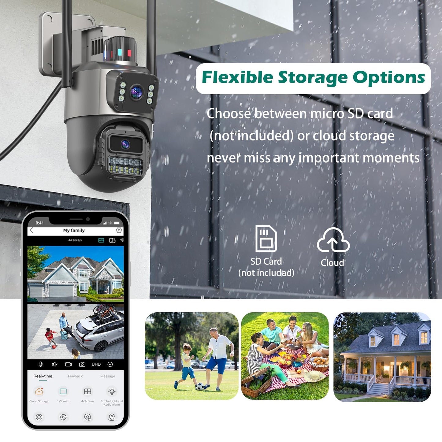 Security Camera Outdoor, 6MP Dual Lens CCTV Camera,IP66 Waterproof Outside IP Cameras, 2.4G WiFi Wired Camera Auto Tracking, Motion Detection, Color Night Vision, 2 Ways Talk, SD/Cloud Storgae