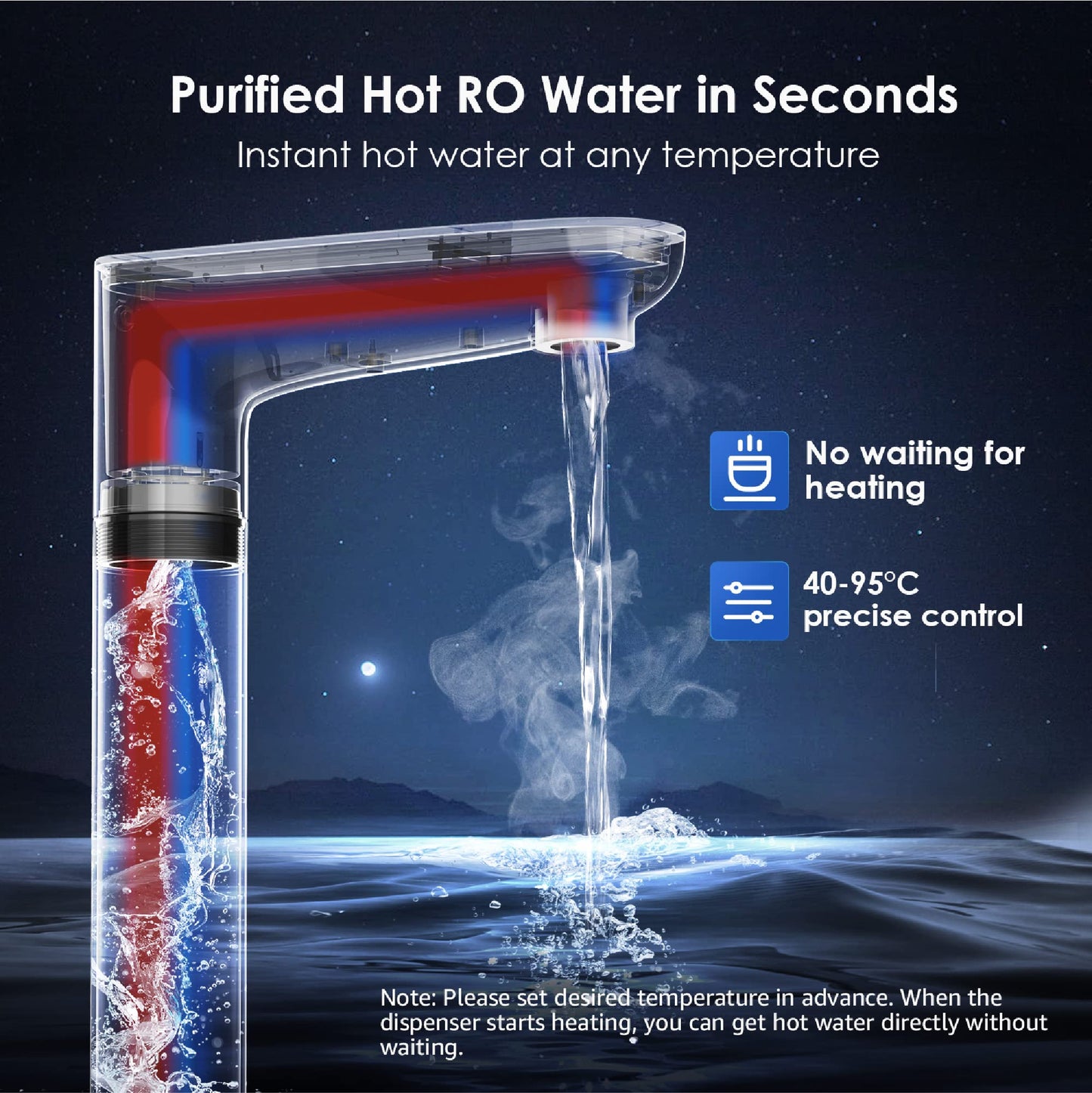 Waterdrop Reverse Osmosis Instant Hot Water RO Filter System, 600 GPD, 2271L, Tankless, 2:1 Pure to Drain, Under Sink, TDS Reduction, Smart LED Faucet, WD-KJ600/WD-K6